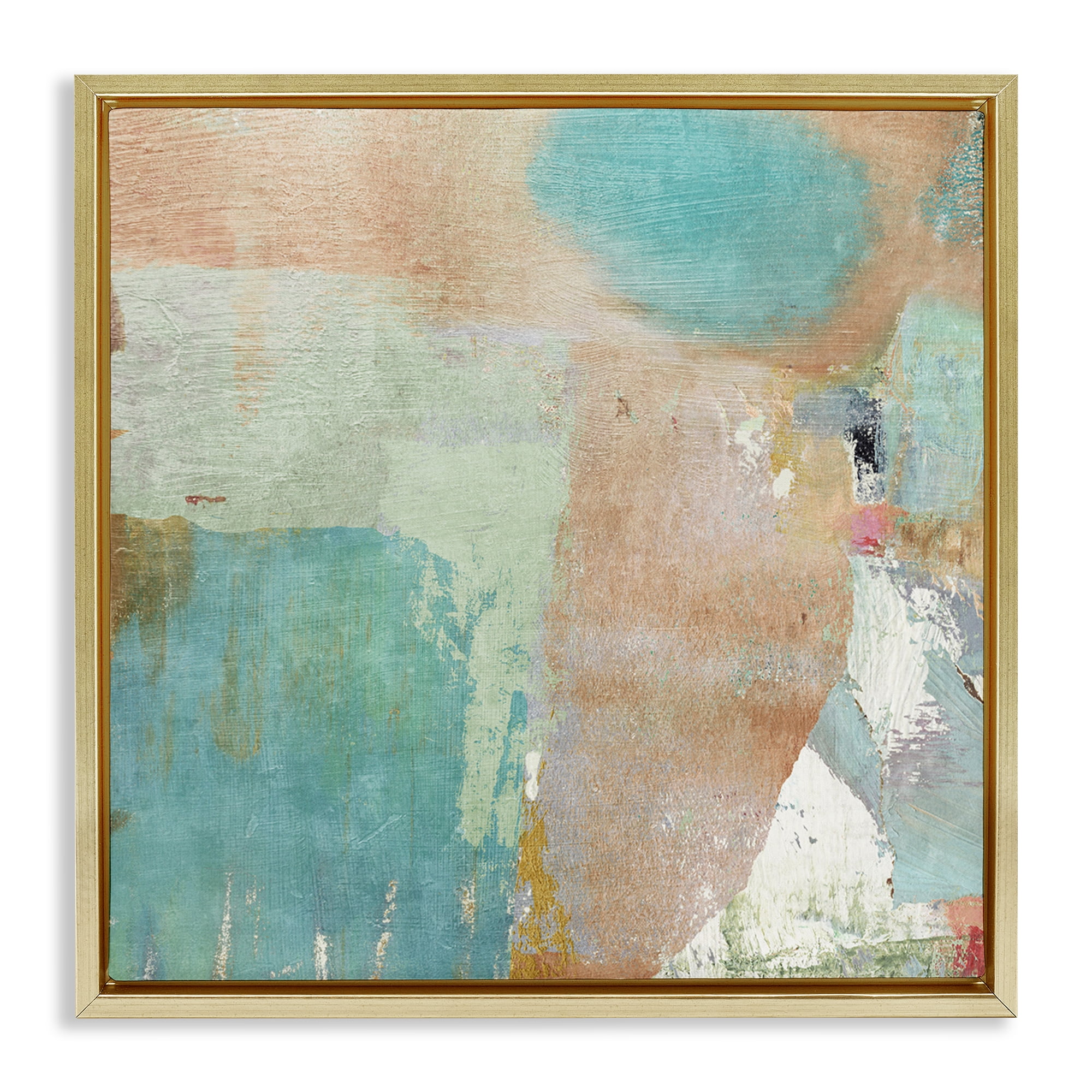Stupell Industries Rustic Paint Strokes Abstract Painting Gold Floater Framed Canvas Art Print Wall Art, 18 x 18