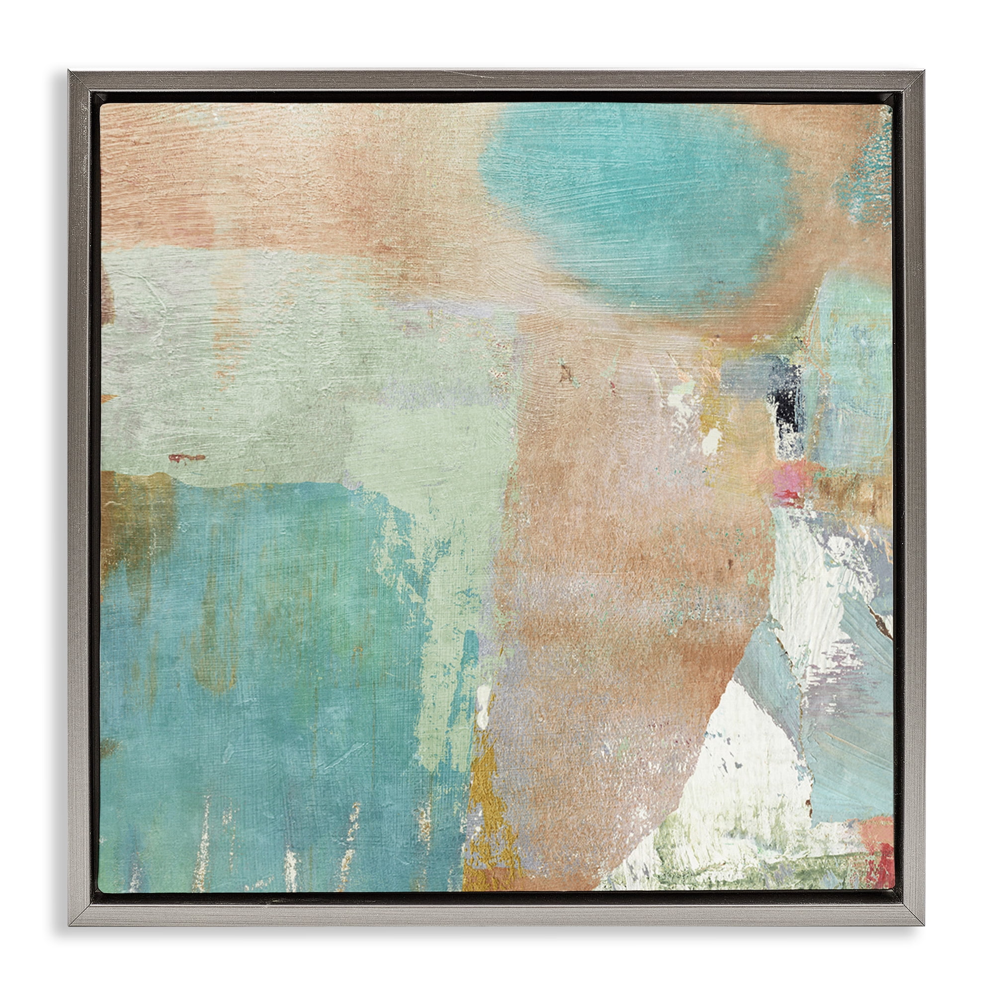 Stupell Industries Rustic Paint Strokes Abstract Painting Gray Floater Framed Canvas Art Print Wall Art, 18 x 18