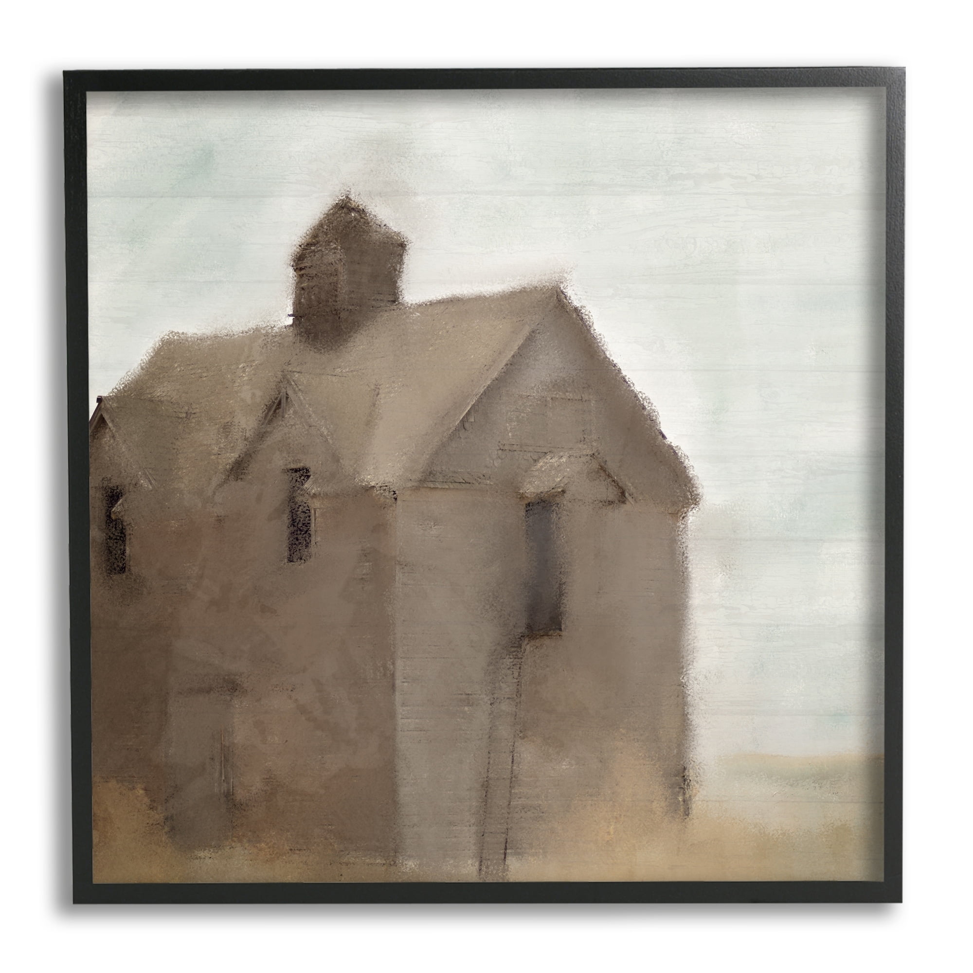 Stupell Industries Rustic Painterly Brown Barn Rural Farmland Paintings Black Framed Art Print Wall Art, 24x24, by Kim Allen