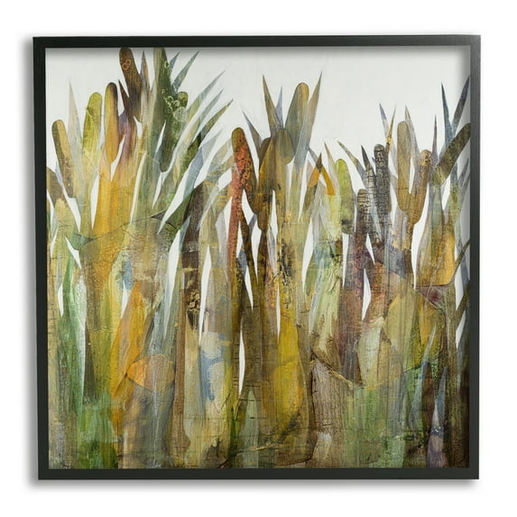Stupell Industries Rustic Pampas Grass Cattails Wild Rural Plants Graphic Art Black Framed Art Print Wall Art, Design by Steling