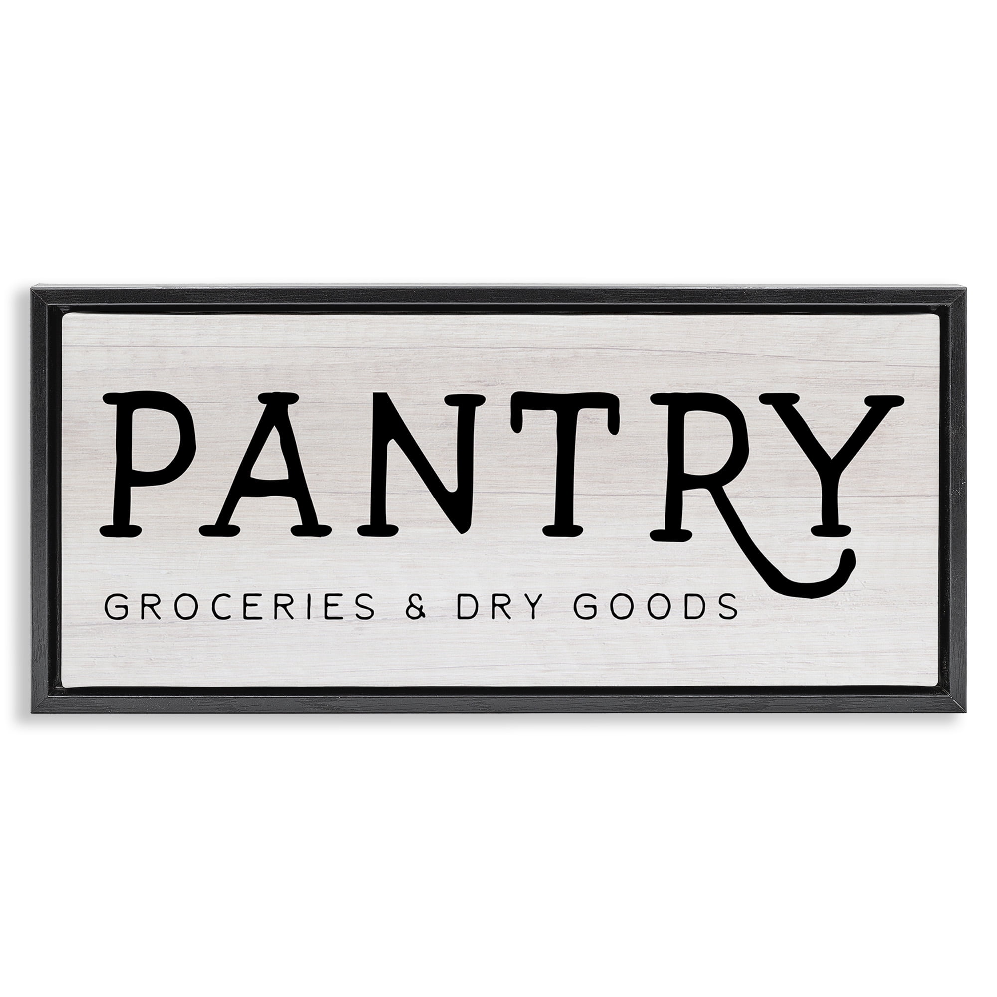 Stupell Industries Rustic Pantry Groceries Sign Typography Painting Black Floater Framed Canvas Art Print Wall Art, 31 x 14
