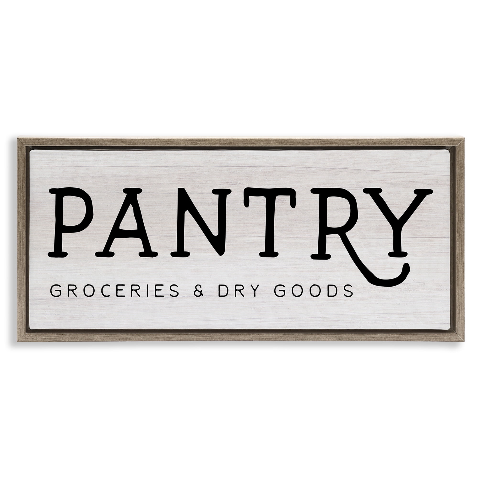 Stupell Industries Rustic Pantry Groceries Sign Typography Painting Brown Floater Framed Canvas Art Print Wall Art, 31 x 14