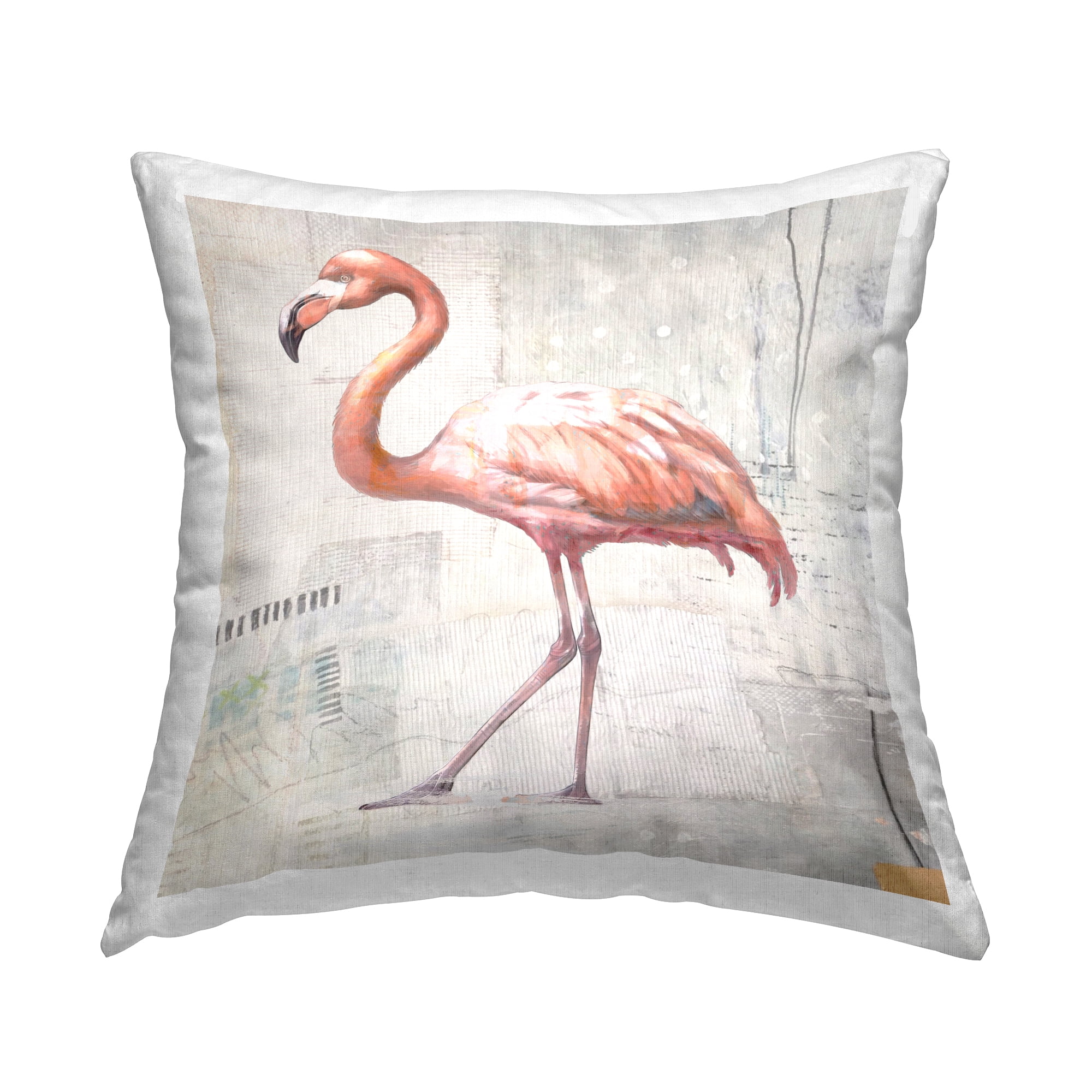 Stupell Industries Rustic Patterned Flamingo Decorative Printed Throw Pillow, 18 x 18