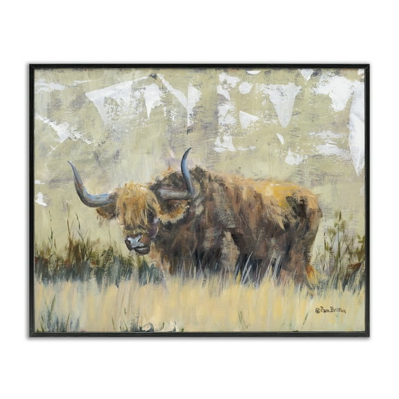 Stupell Industries Rustic Patterned Longhorn Animals & Insects Painting Black Framed Art Print Wall Art, 14 x 11