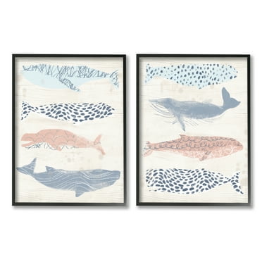 Stupell Industries Rustic Patterned Sea Life Animals & Insects Painting Black Framed Art Print Wall Art, 11 x 14