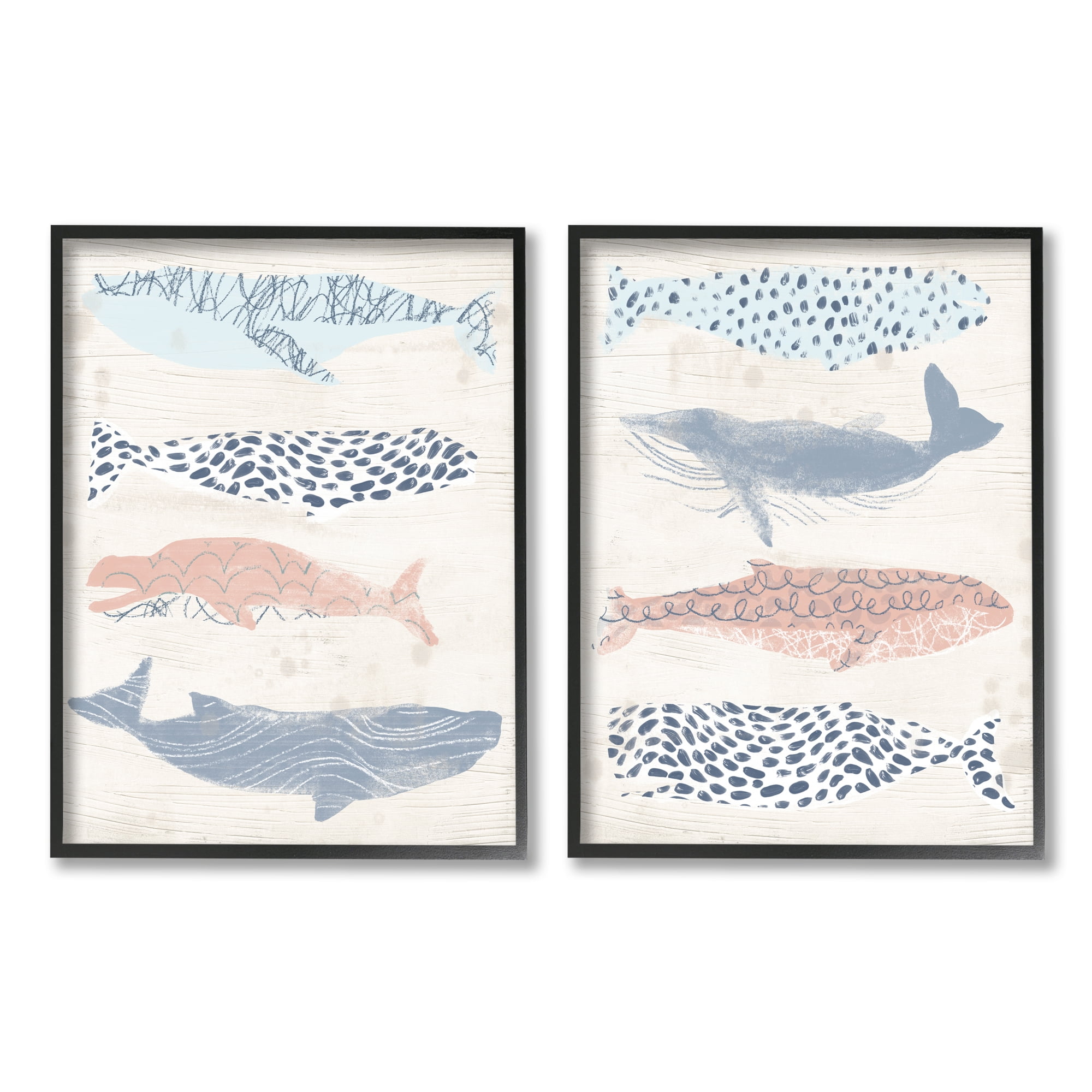 Stupell Industries Rustic Patterned Sea Life Animals & Insects Painting Black Framed Art Print Wall Art, 16 x 20