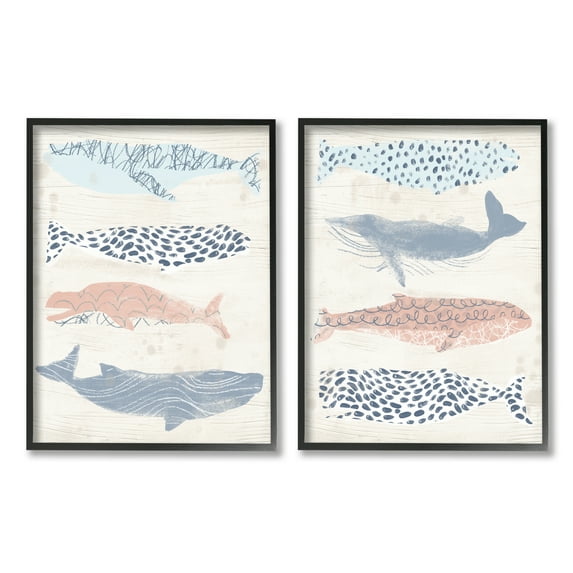 Stupell Industries Rustic Patterned Sea Life Animals & Insects Painting Black Framed Art Print Wall Art, 16 x 20