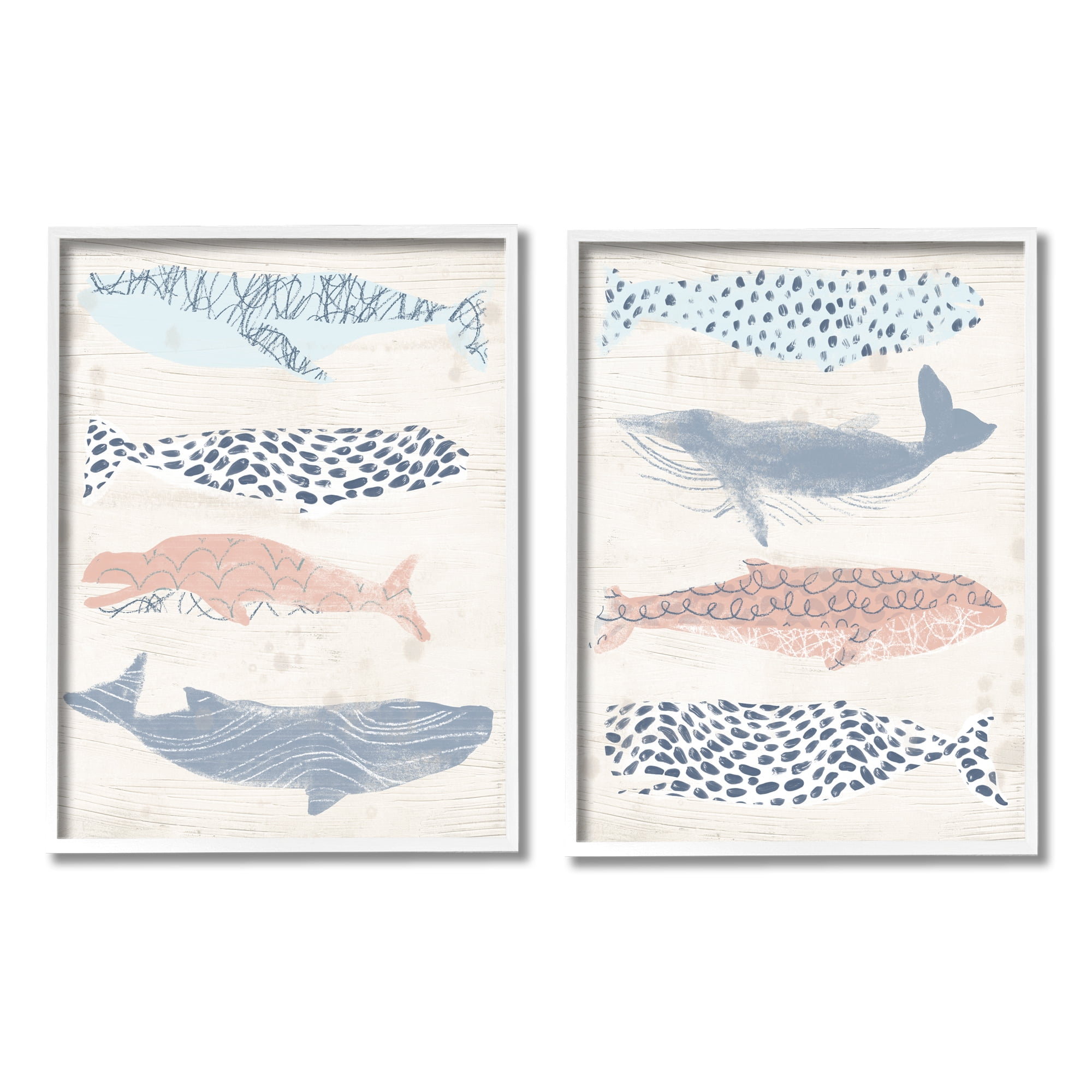 Stupell Industries Rustic Patterned Sea Life Animals & Insects Painting White Framed Art Print Wall Art, 16 x 20