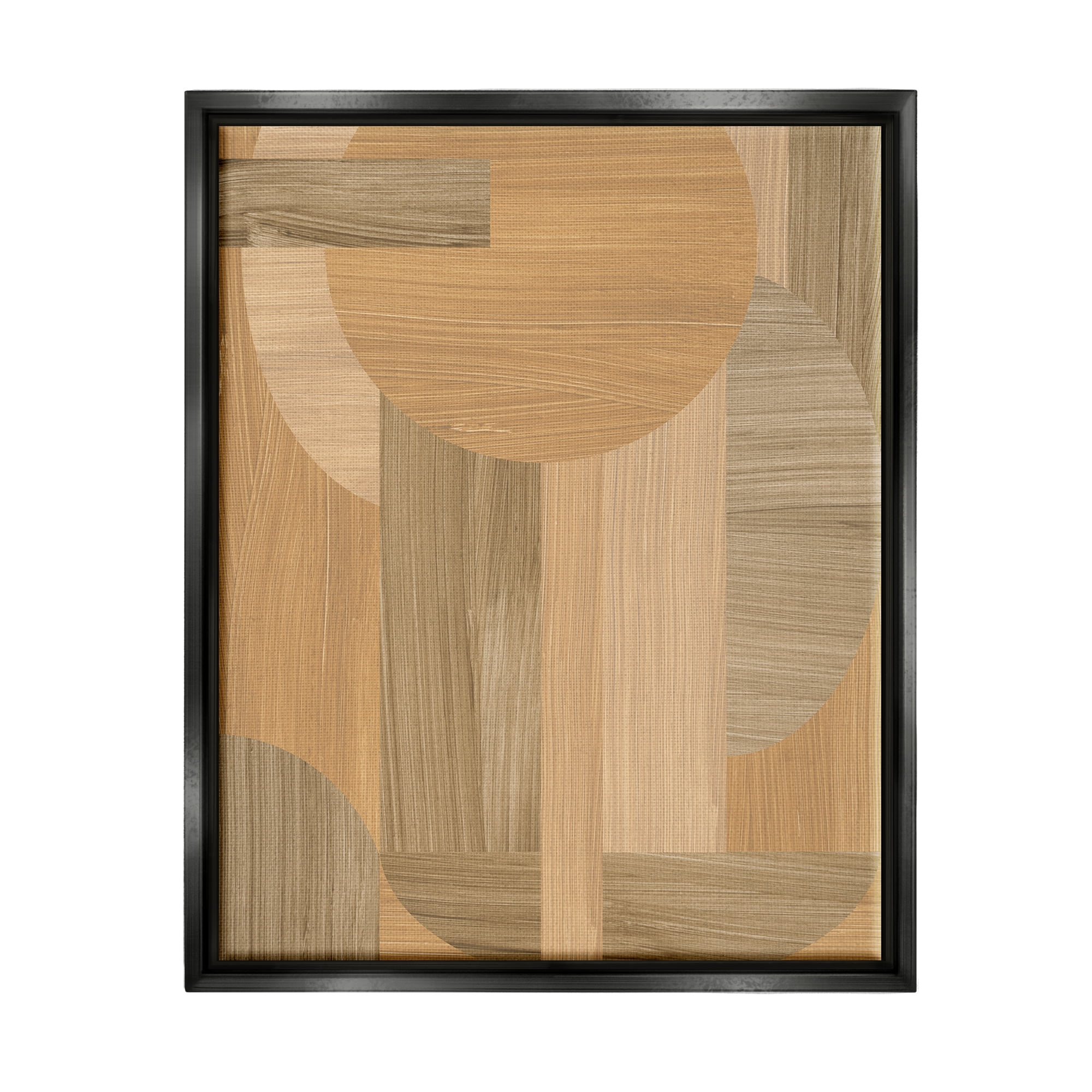 Stupell Industries Rustic Patterned Shapes Abstract Painting Black Floater Framed Canvas Art Print Wall Art, 17 x 21