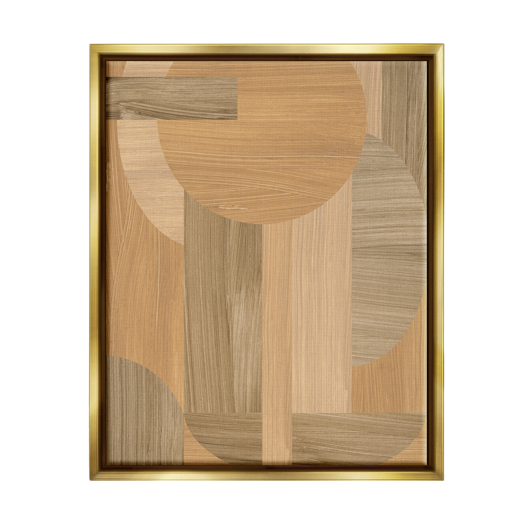 Stupell Industries Rustic Patterned Shapes Abstract Painting Gold Floater Framed Canvas Art Print Wall Art, 25 x 31