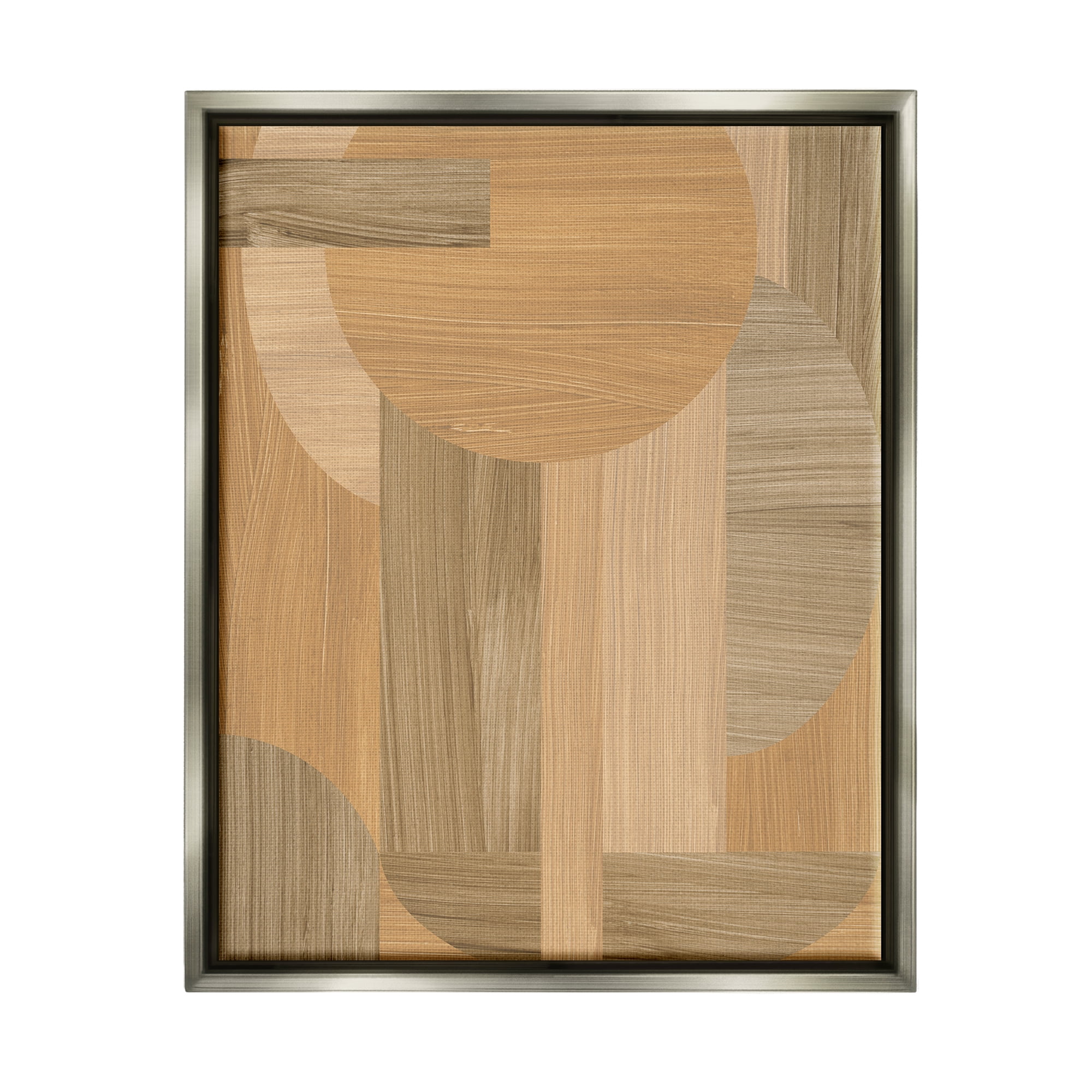 Stupell Industries Rustic Patterned Shapes Abstract Painting Gray Floater Framed Canvas Art Print Wall Art, 17 x 21