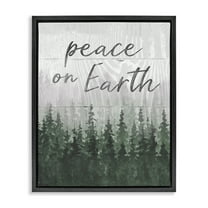 Stupell Industries Rustic Peace on Earth Holiday Painting Black Floater Framed Canvas Art Prints Wall Art, 17 x 21