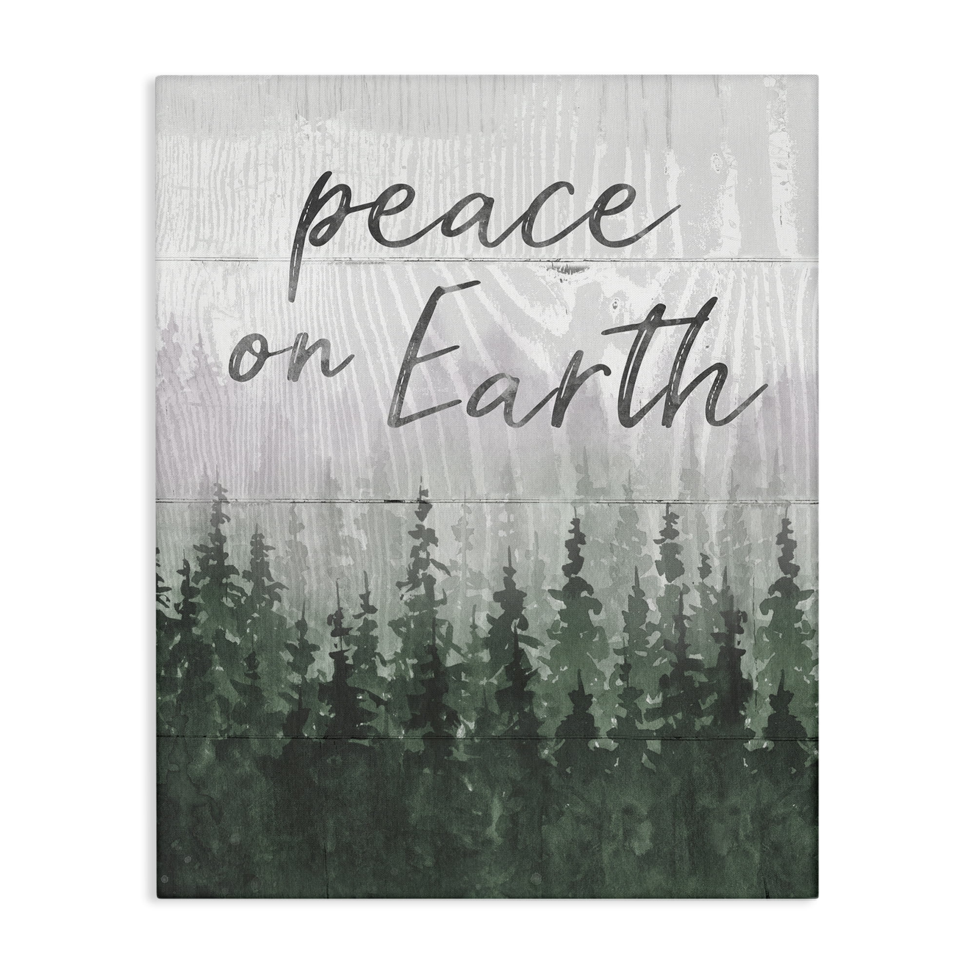 Stupell Industries Rustic Peace on Earth Holiday Painting Gallery Wrapped Canvas Art Prints Wall Art, 24 x 30