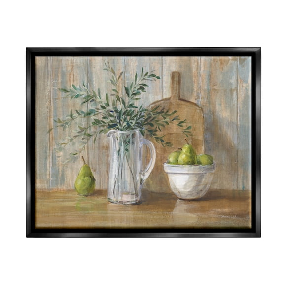 Stupell Industries Rustic Pears Still Life Food & Beverage Painting Black Floater Framed Art Print Wall Art, 21 x 17
