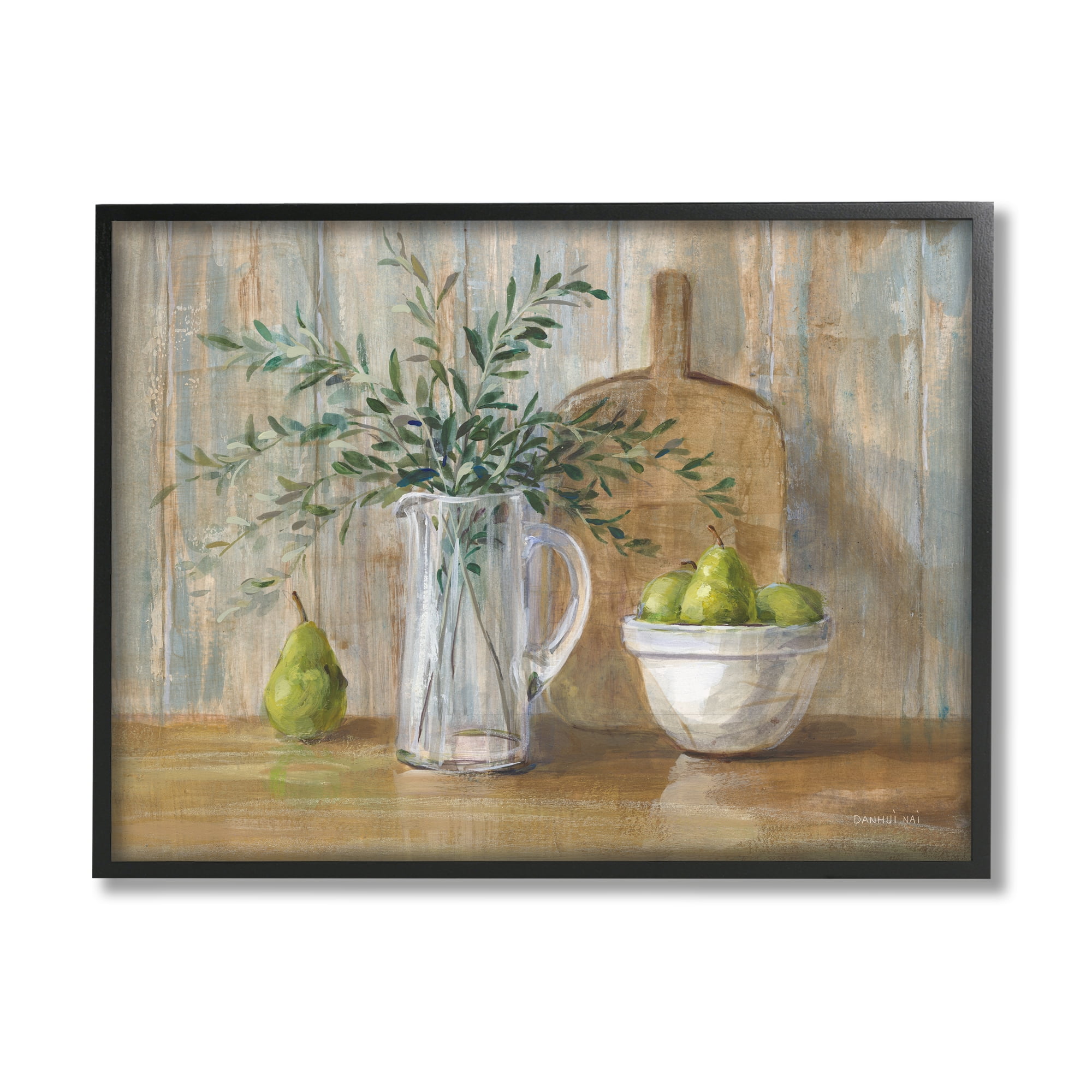 Stupell Industries Rustic Pears Still Life Food & Beverage Painting Black Framed Art Print Wall Art, 30 x 24
