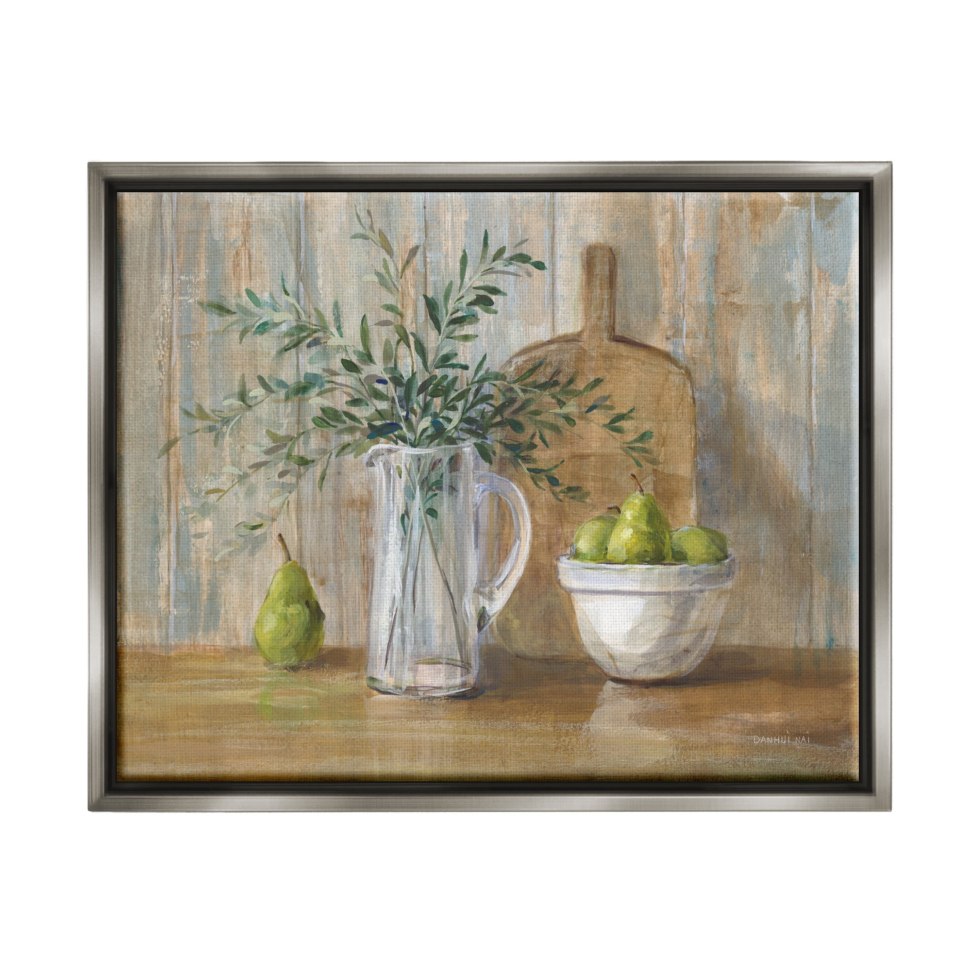 Stupell Industries Rustic Pears Still Life Food & Beverage Painting Gray Floater Framed Art Print Wall Art, 21 x 17