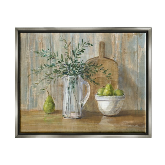 Stupell Industries Rustic Pears Still Life Food & Beverage Painting Gray Floater Framed Art Print Wall Art, 21 x 17