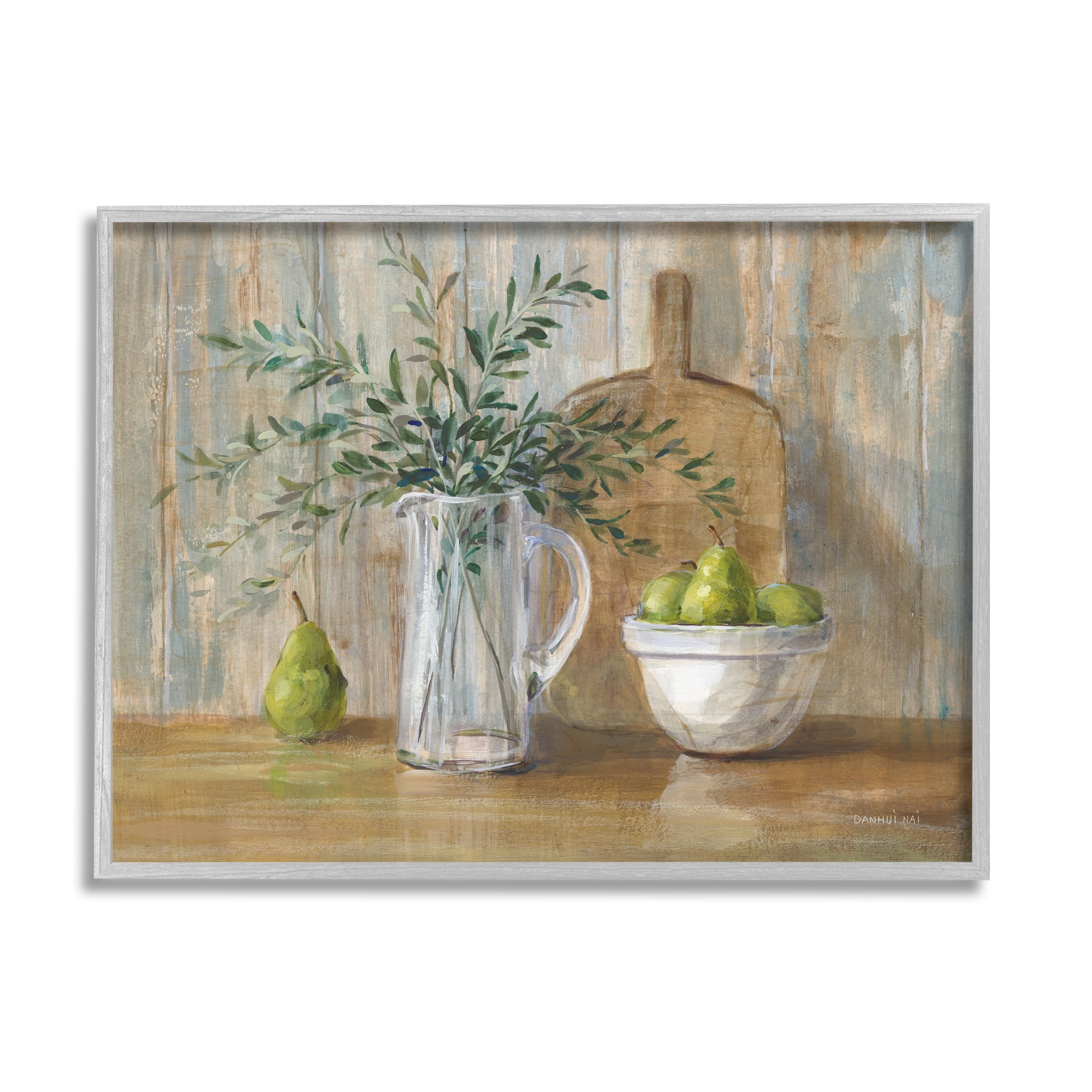 Stupell Industries Rustic Pears Still Life Food & Beverage Painting Gray Framed Art Print Wall Art, 30 x 24