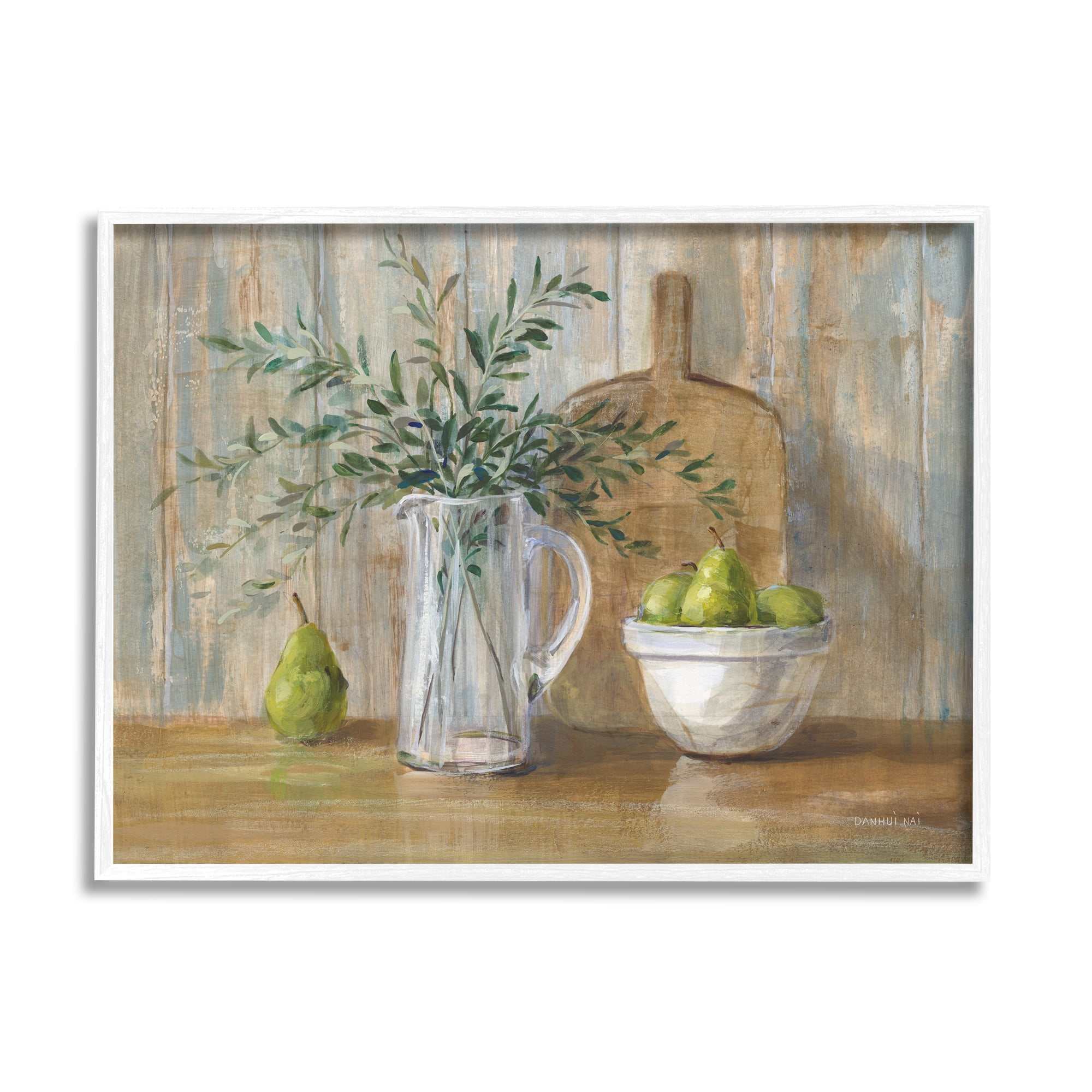 Stupell Industries Rustic Pears Still Life Food & Beverage Painting White Framed Art Print Wall Art, 14 x 11