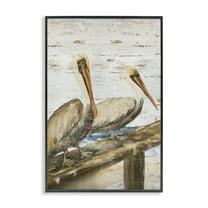 Stupell Industries Rustic Pelicans Perched Animals & Insects Painting Black Framed Art Print Wall Art, 12 x 18