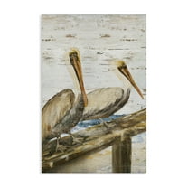 Stupell Industries Rustic Pelicans Perched Animals & Insects Painting Gallery Wrapped Canvas Art Print Wall Art, 16 x 24