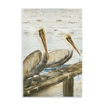 Stupell Industries Rustic Pelicans Perched Animals & Insects Painting Unframed Art Print Wall Art, 10 x 15