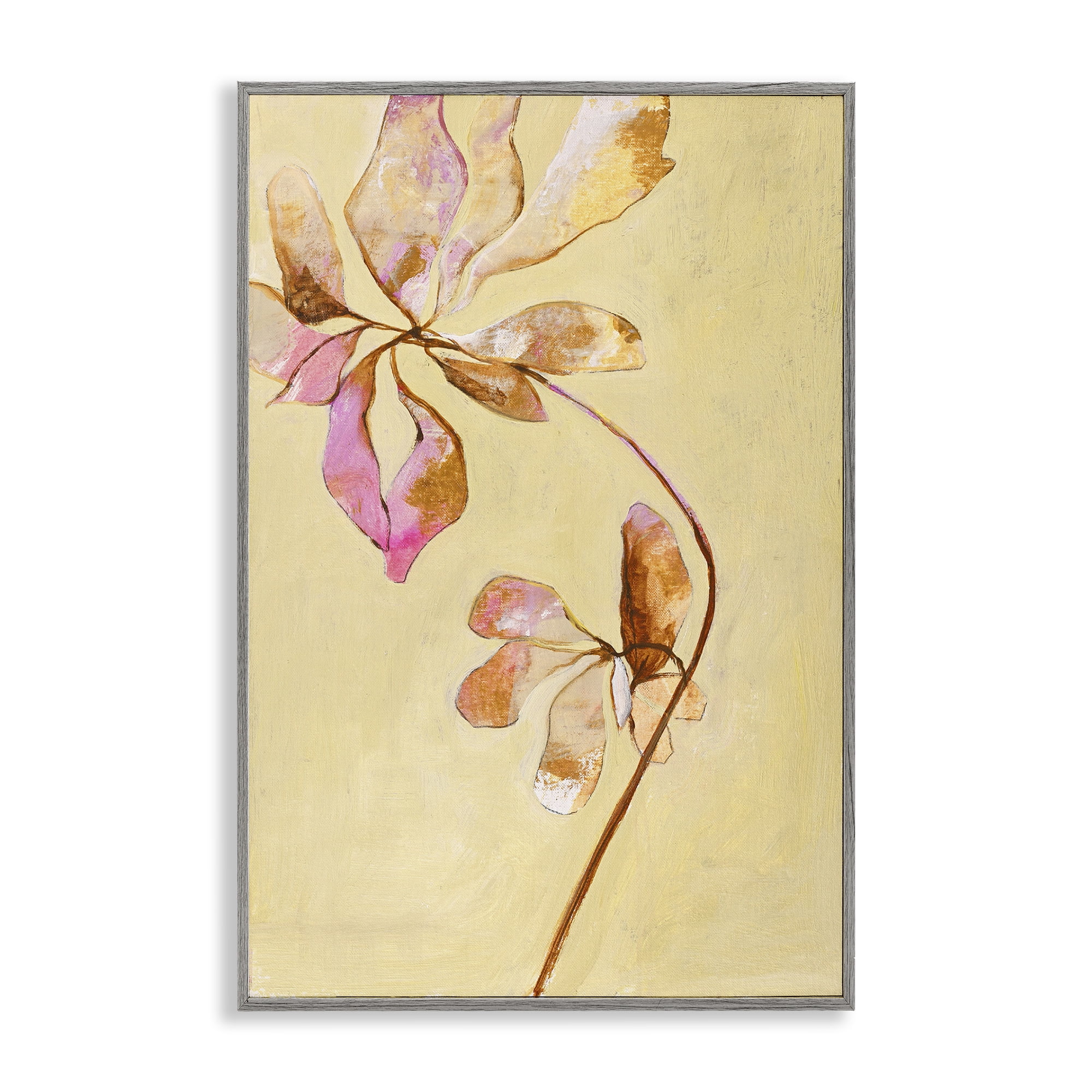 Stupell Industries Rustic Petals Impression Botanical & Floral Painting Gray Framed Art Print Wall Art, 20 x 30