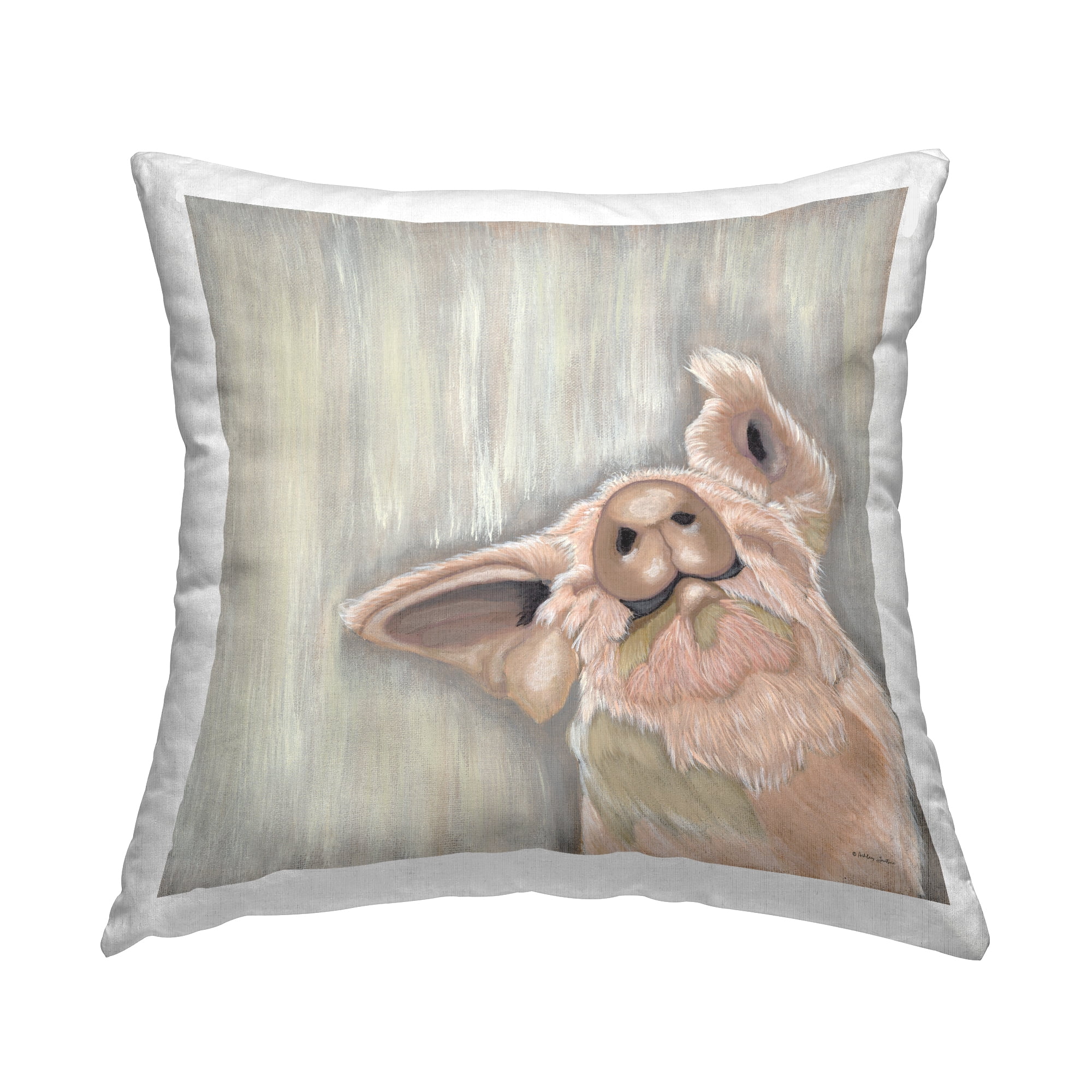Stupell Industries Rustic Pig Looking Up Square Decorative Printed Throw Pillow, 18 x 18
