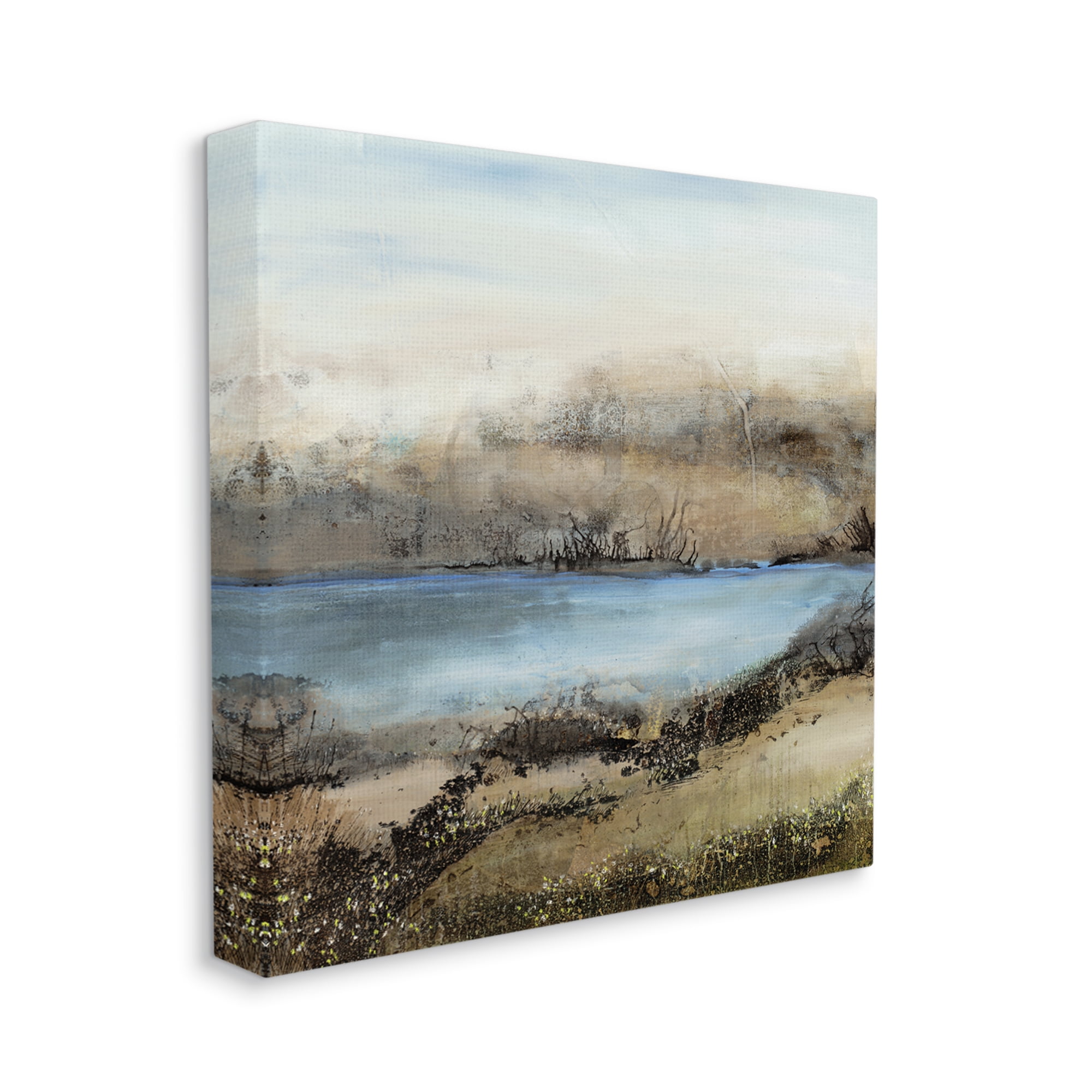Rustic Blue and Beige Abstract Landscape Canvas Art, 24" x 24"