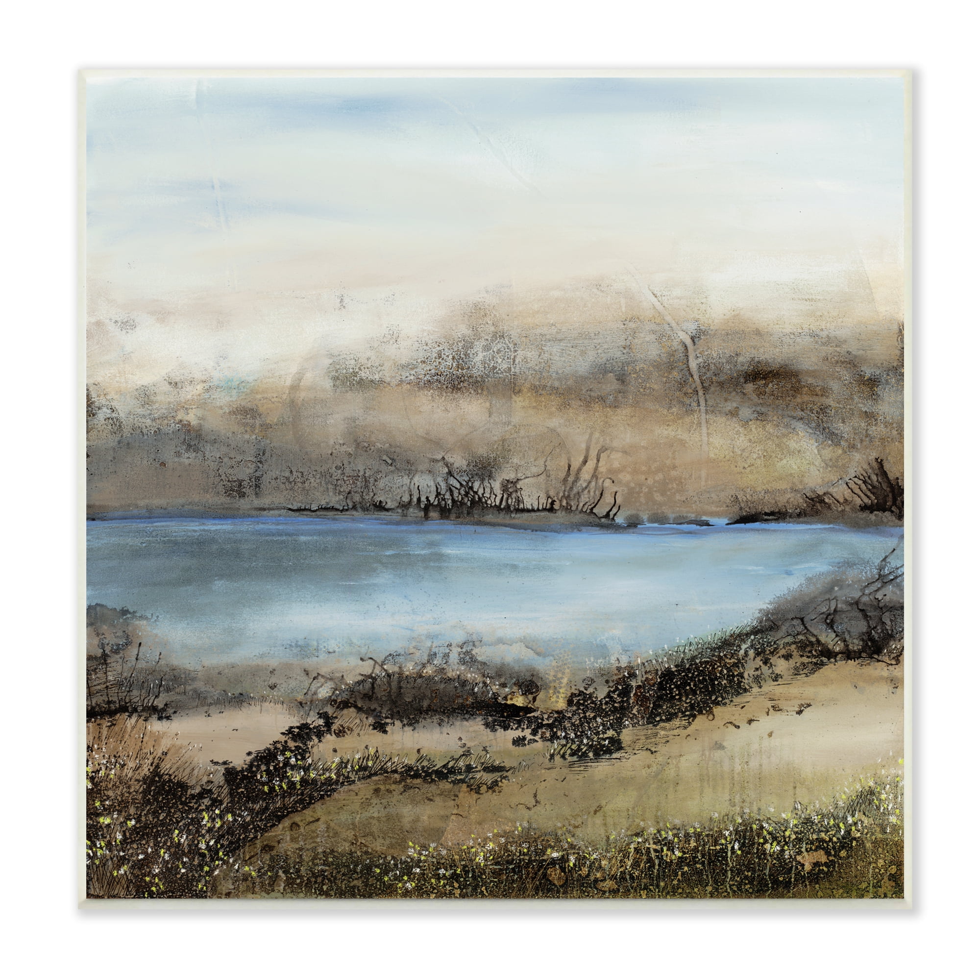 Stupell Industries Rustic Pond Water Abstract Muddy Surrounding Landscape Abstract Painting Unframed Art Print Wall Art, 12 x 12
