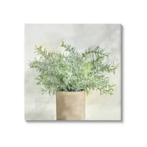 Stupell Industries Rustic Potted Herb Plant Overflowing Leaves Design Painting Gallery Wrapped Canvas Print Wall Art, Design by Kim Allen