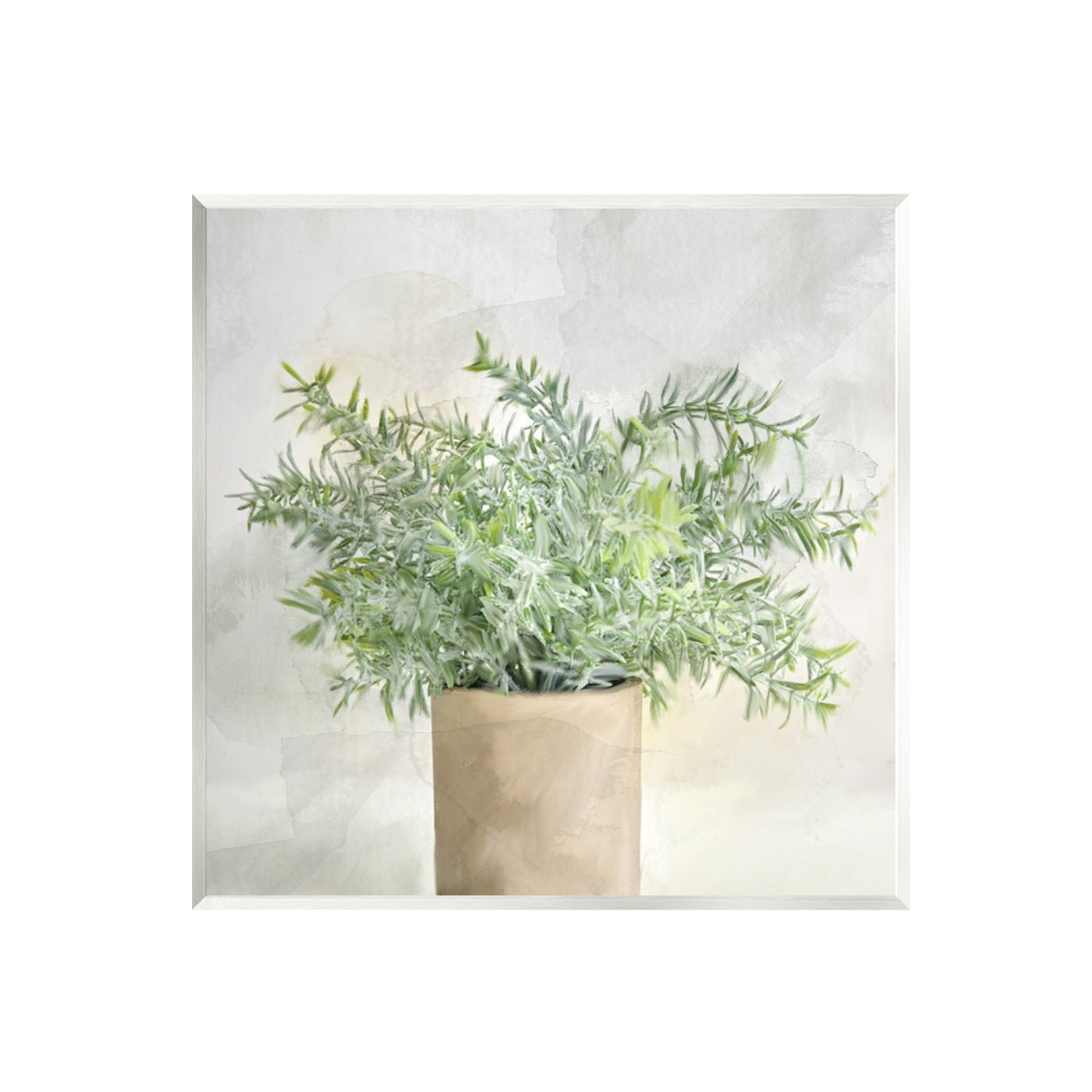 Stupell Industries Rustic Potted Herb Plant Overflowing Leaves Design Painting Unframed Art Print Wall Art, Design by Kim Allen