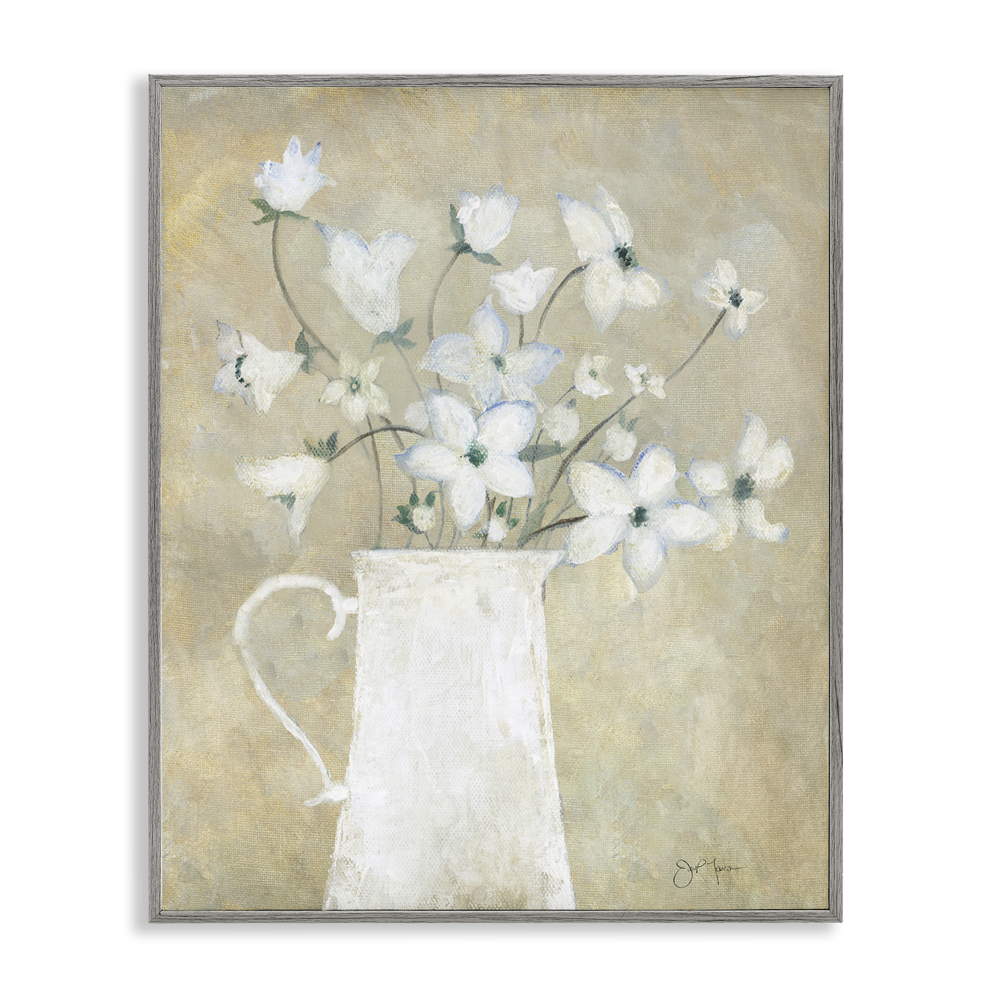Stupell Industries Rustic Pottery Bouquet Plants & Flowers Painting Gray Framed Art Print Wall Art, 11 x 14