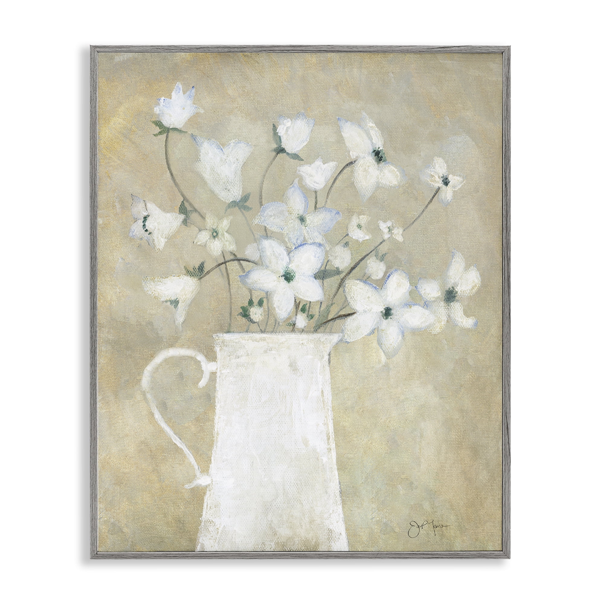 Stupell Industries Rustic Pottery Bouquet Plants & Flowers Painting Gray Framed Art Print Wall Art, 16 x 20
