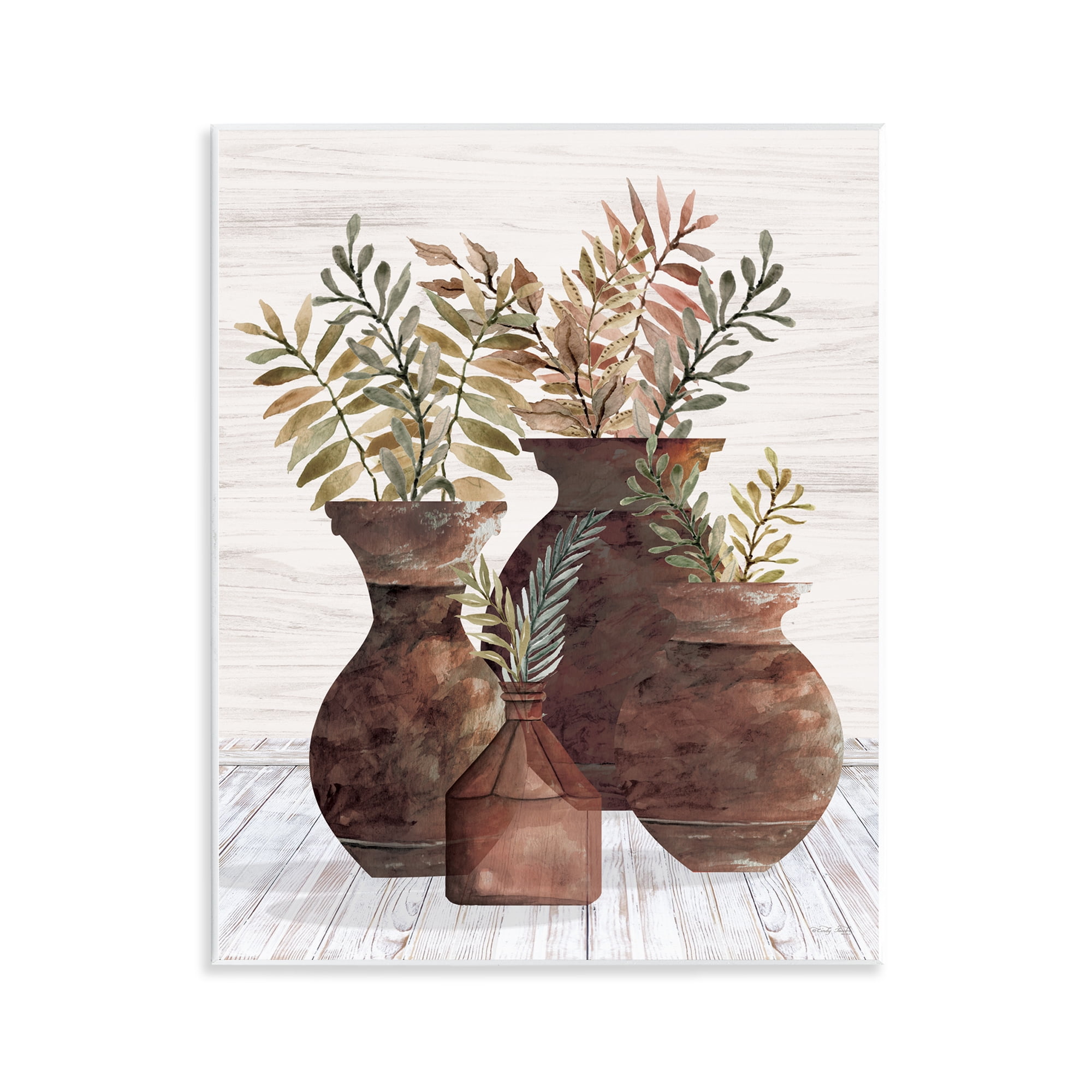 Stupell Industries Rustic Pottery Plants Plants & Flowers Painting Unframed Art Print Wall Art, 11 x 14