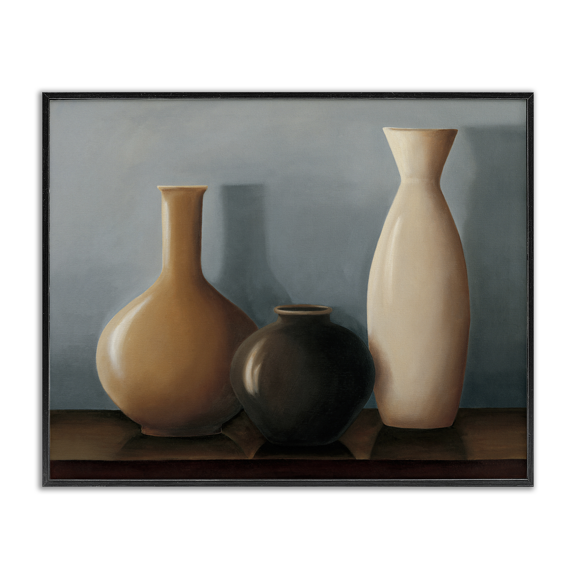 Stupell Industries Rustic Pottery Still Life Furniture Painting Black Framed Art Print Wall Art, 20 x 16