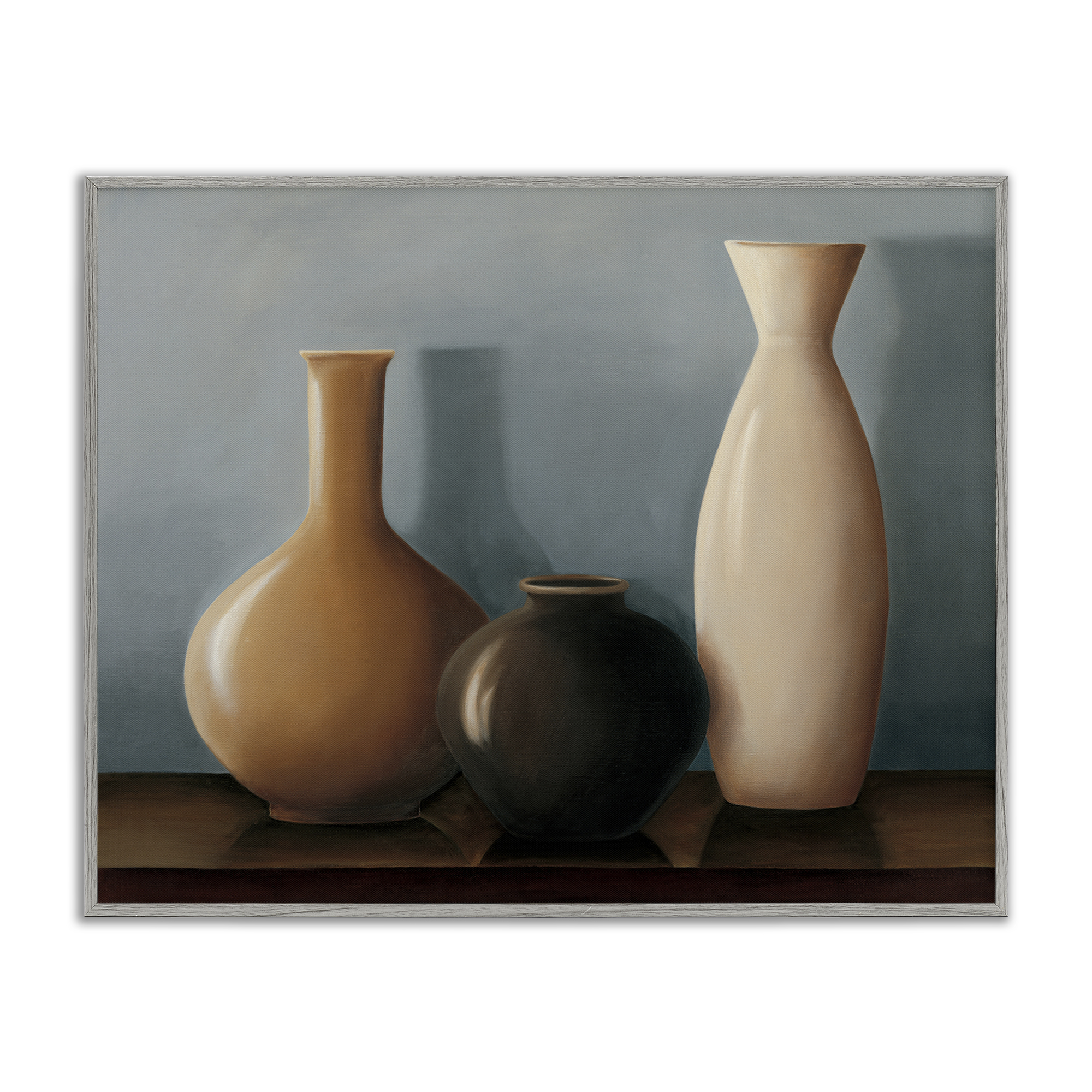 Stupell Industries Rustic Pottery Still Life Furniture Painting Gray Framed Art Print Wall Art, 14 x 11