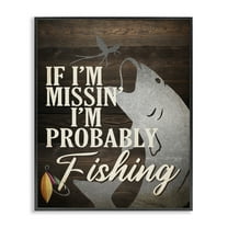 Stupell Industries Rustic Probably Fishing Animals Painting Black Framed Art Print Wall Art, 11 x 14