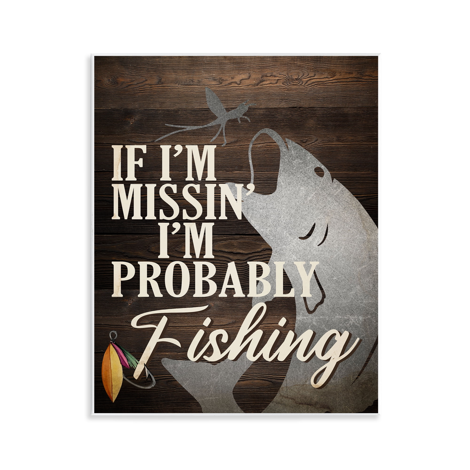 Stupell Industries Rustic Probably Fishing Animals Painting Unframed Art Print Wall Art, 11 x 14