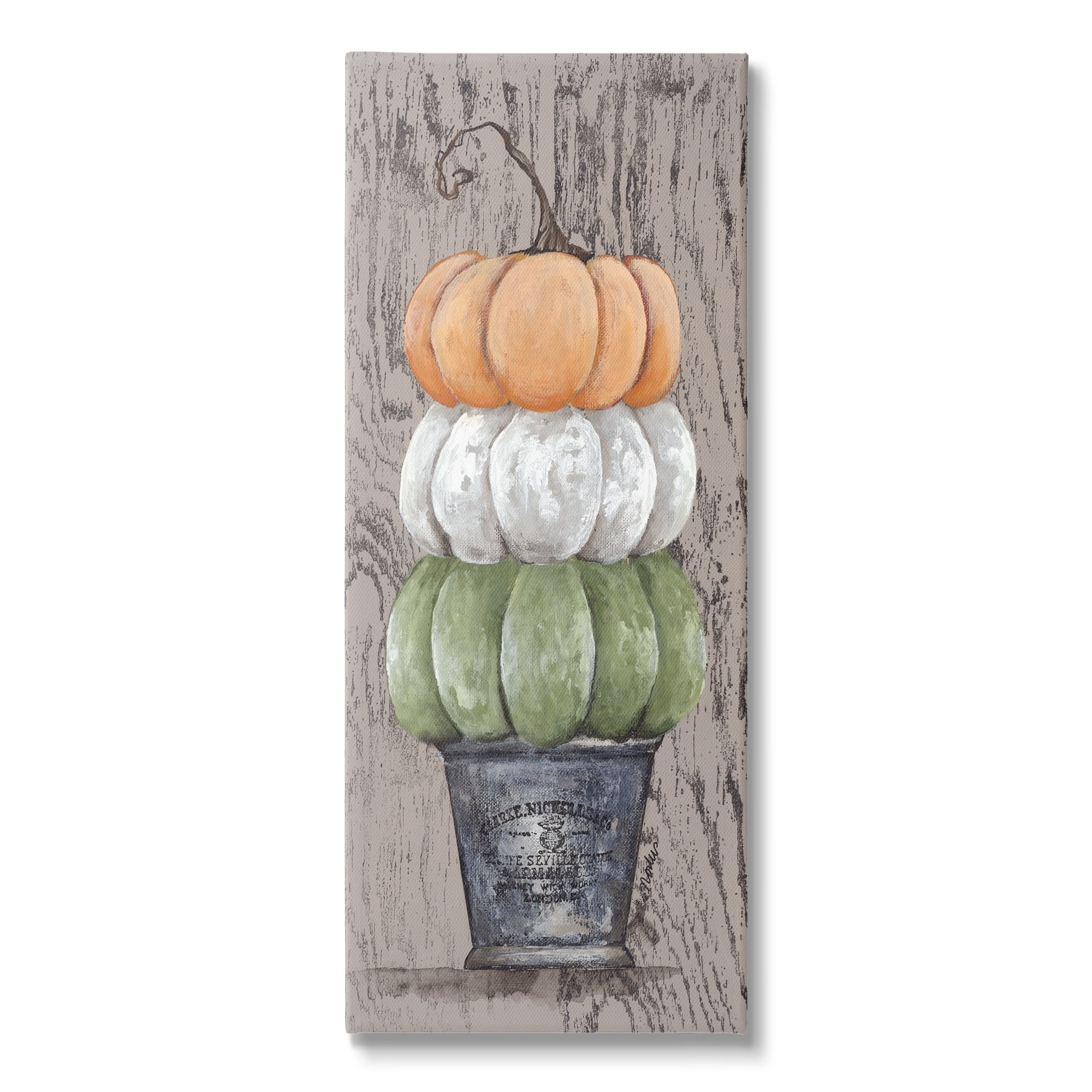 Stupell Industries Rustic Pumpkin Gourd Harvest Produce Grain Pattern Canvas Wall Art, 13 x 30, Design by Julie Norkus