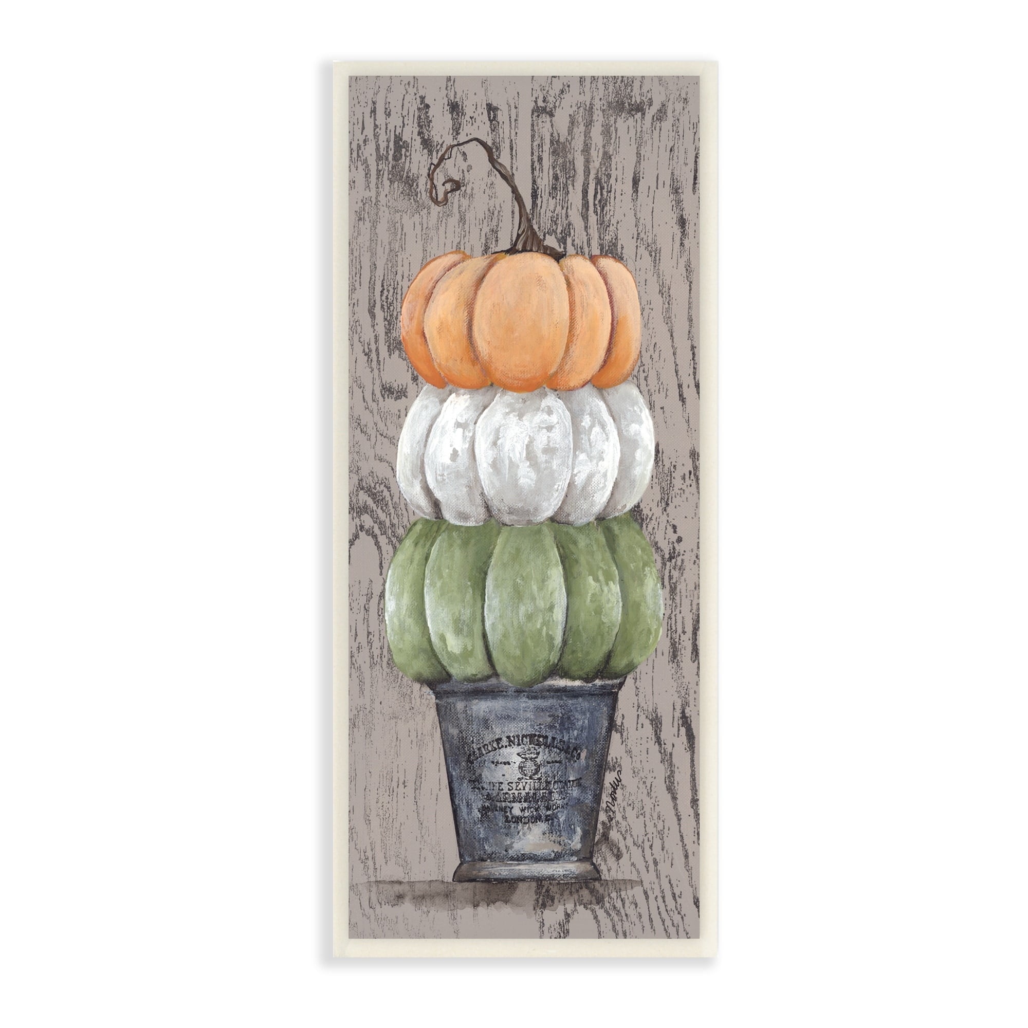 Stupell Rustic Pumpkin Gourd Harvest Produce Grain Pattern Wood Wall Art - Brown