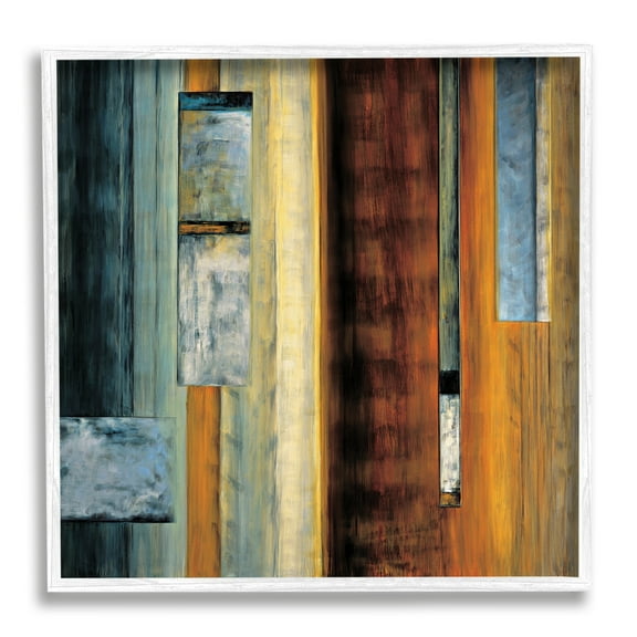Stupell Industries Rustic Rectangular Abstraction Brown Orange Blue, 12 x 12, Designed by Aaron Summers