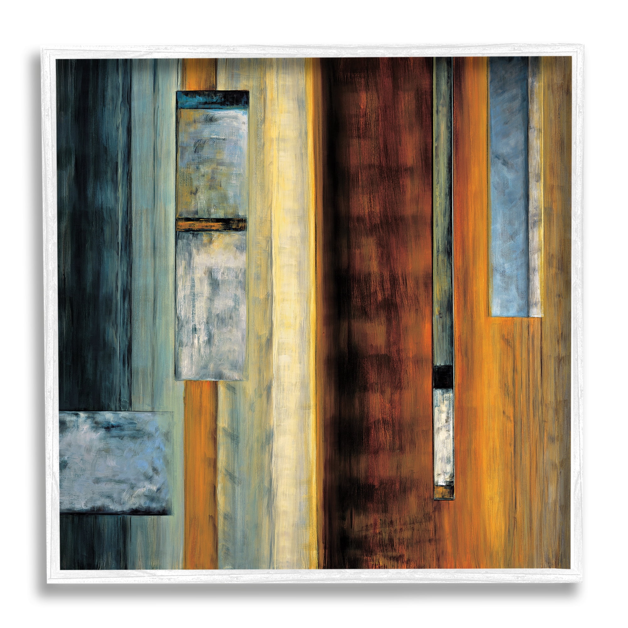 Stupell Industries Rustic Rectangular Abstraction Brown Orange Blue, 24 x 24, Designed by Aaron Summers
