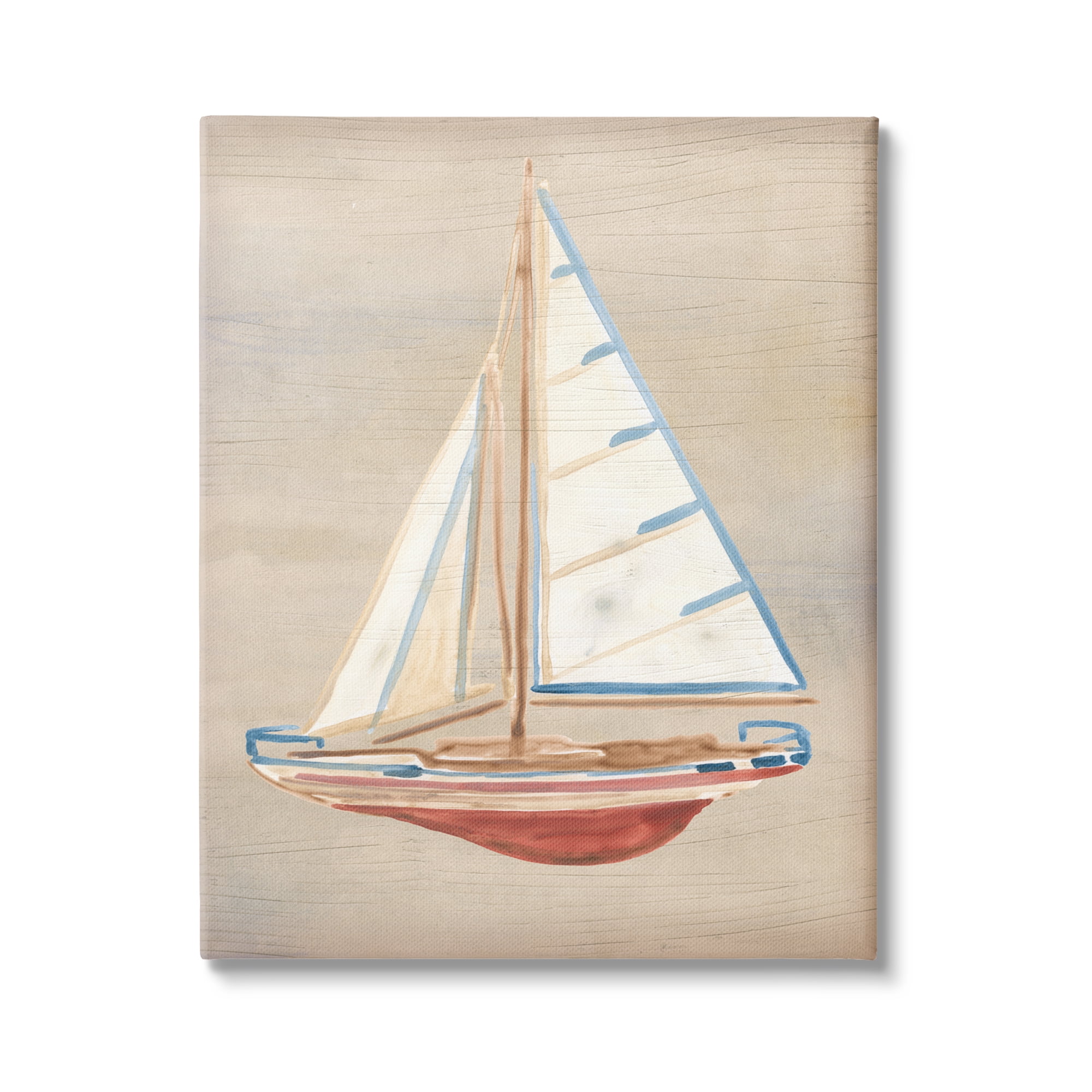 Stupell Industries Rustic Red Boat Transportation Painting Gallery Wrapped Canvas Art Print Wall Art, 30 x 40