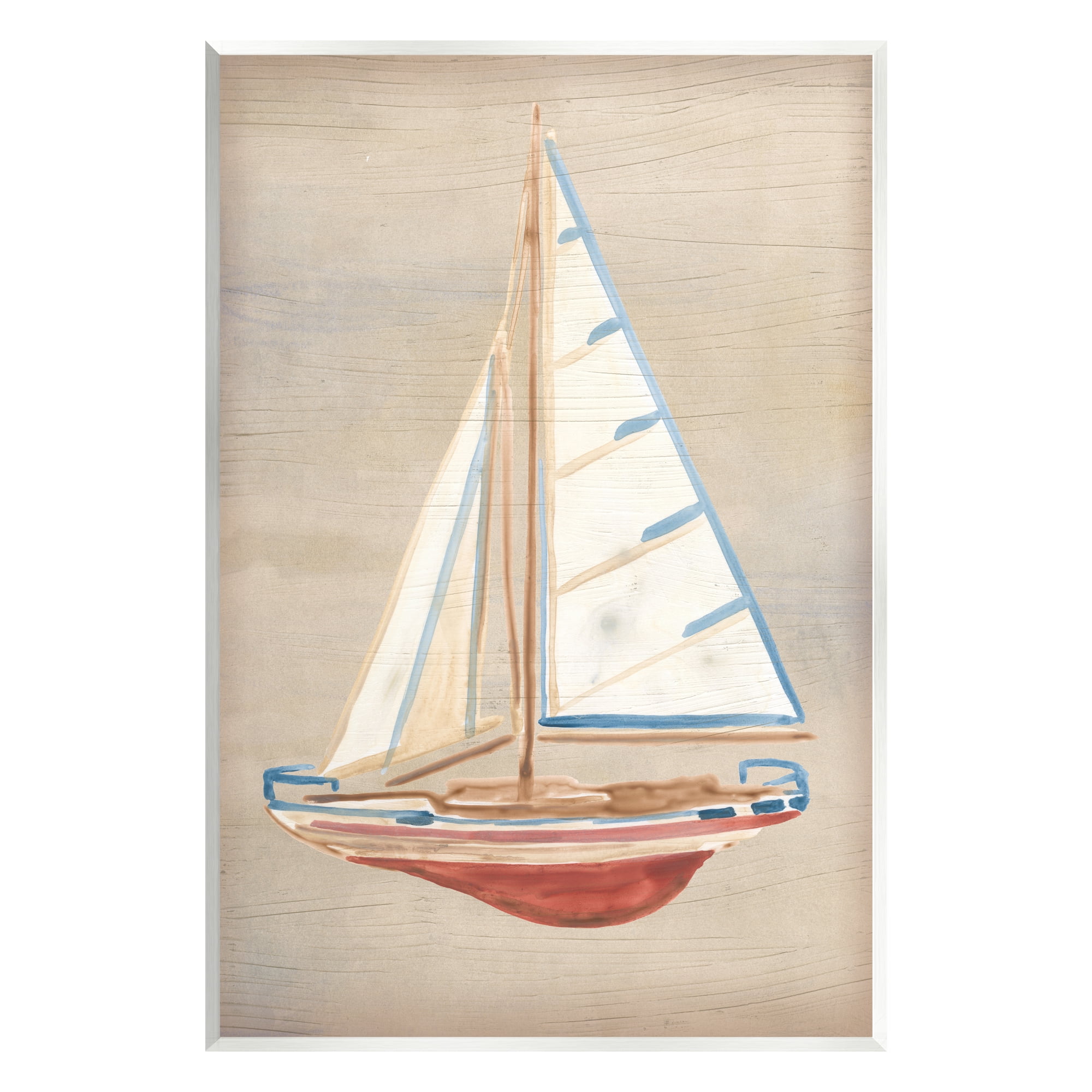 Stupell Industries Rustic Red Boat Transportation Painting Unframed Art Print Wall Art, 13 x 19