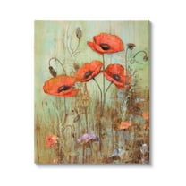 Stupell Industries Rustic Red Poppies Botanical & Floral Painting Gallery Wrapped Canvas Art Print Wall Art, 16 x 20