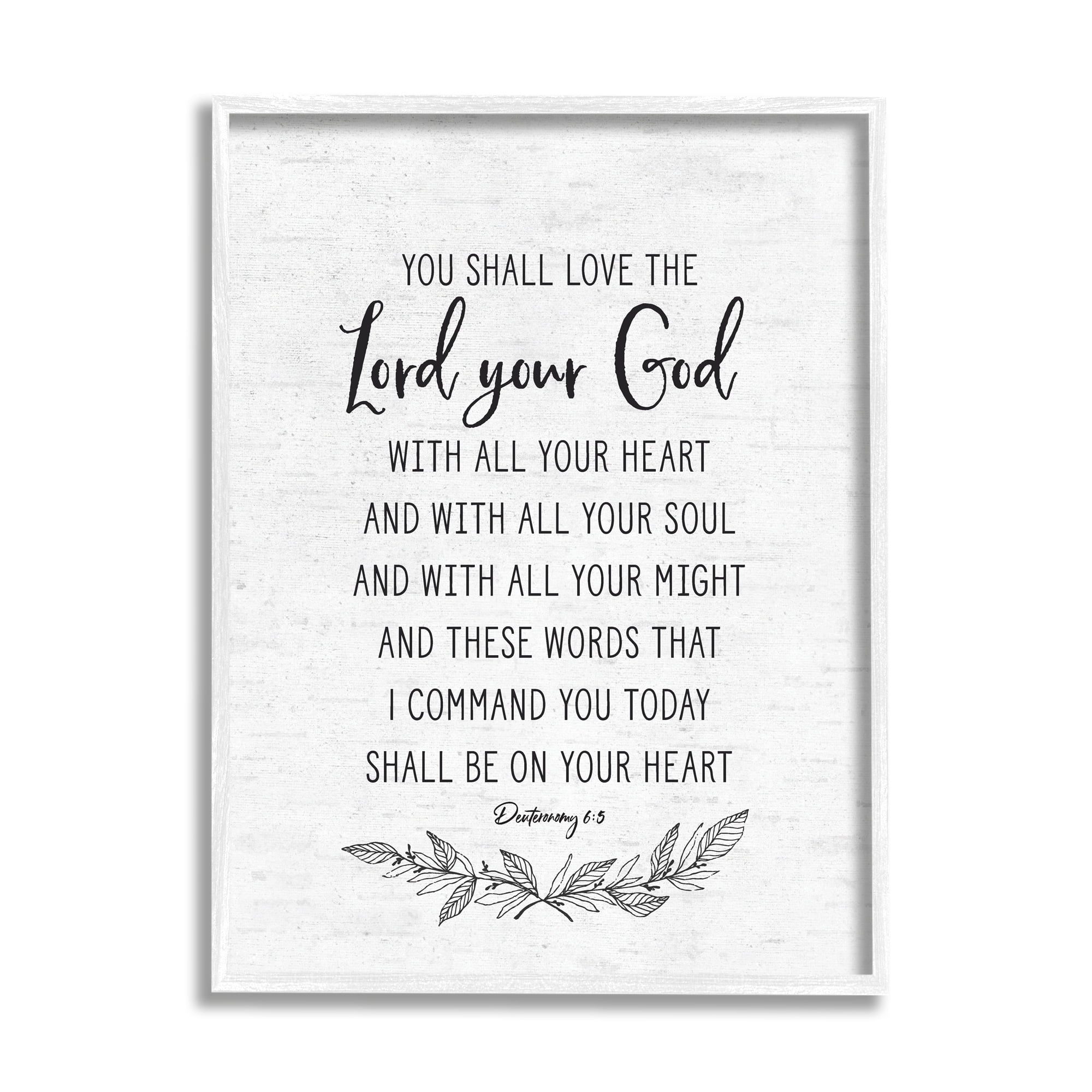Stupell Industries Rustic Religious Scripture Verse White Grain Pattern Graphic Art White Framed Art Print Wall Art, Design by Lettered and Lined