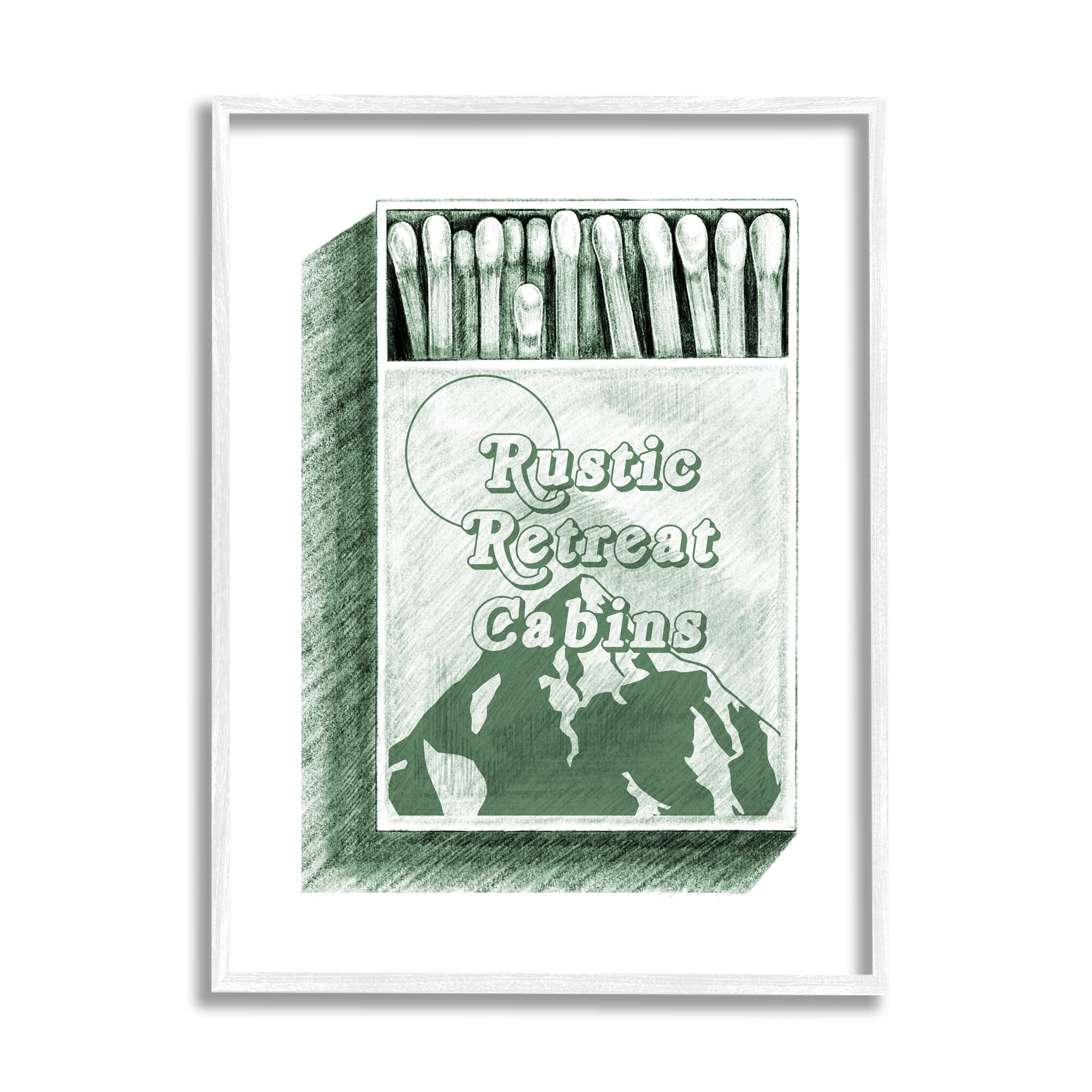 Stupell Industries Rustic Retreat Cabins Matchbook Landscape Painting White Framed Art Print Wall Art