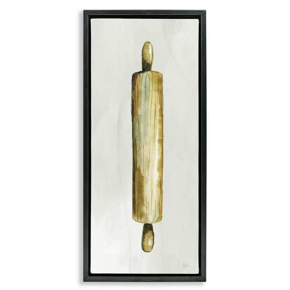 Stupell Industries Rustic Rolling Pin Food & Beverage Painting Black Floater Framed Canvas Art Print Wall Art, 11 x 25
