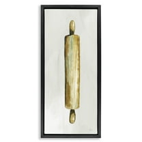 Stupell Industries Rustic Rolling Pin Food & Beverage Painting Black Floater Framed Canvas Art Print Wall Art, 11 x 25